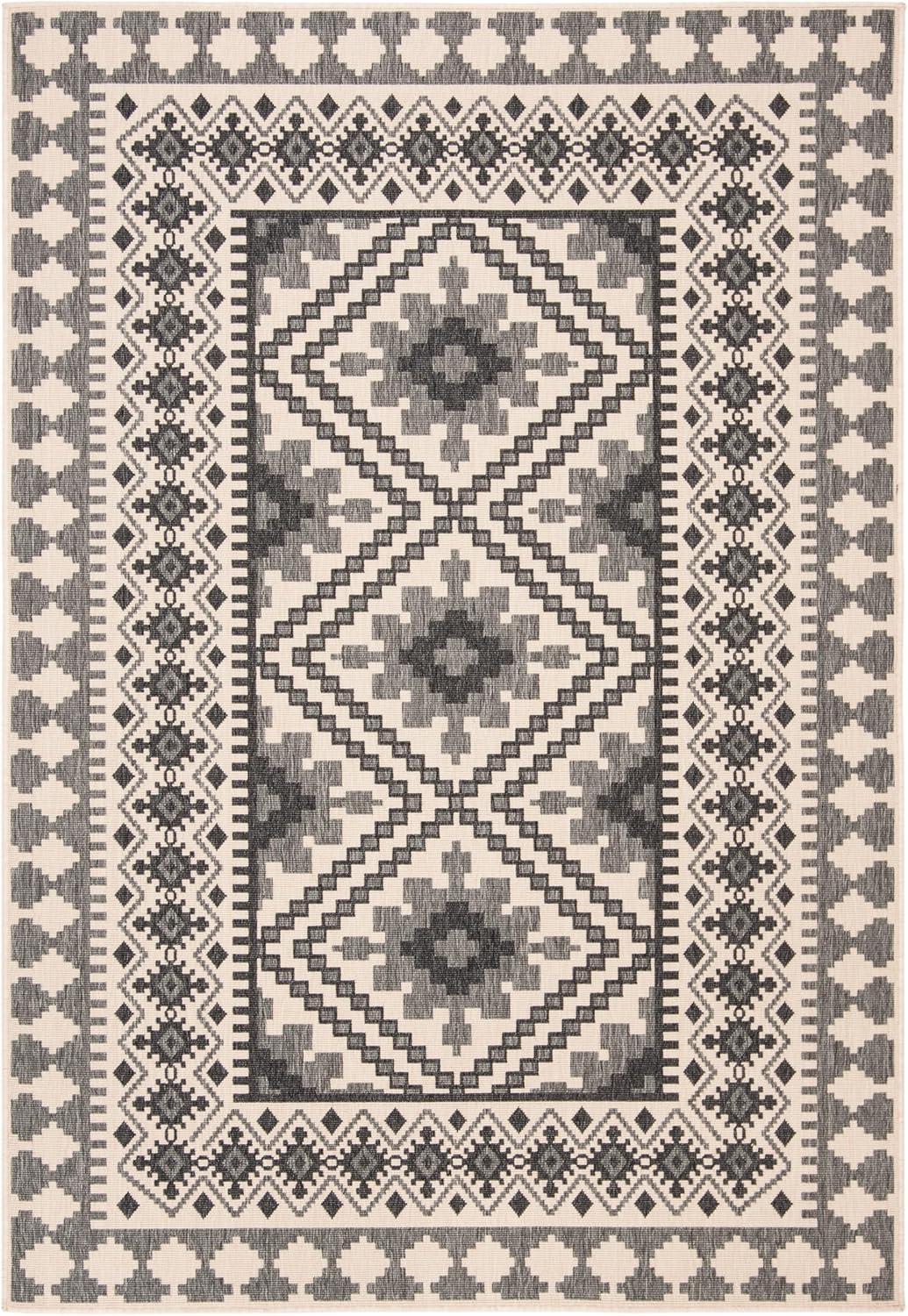 image:imageSAFAVIEH Washable Rug Outdoor Veranda Collection 9 x 12 Ivory amp Charcoal NonShedding amp Easy to Clean Ideal for Patio Backyard Mudroom VER0993435IvorySlate