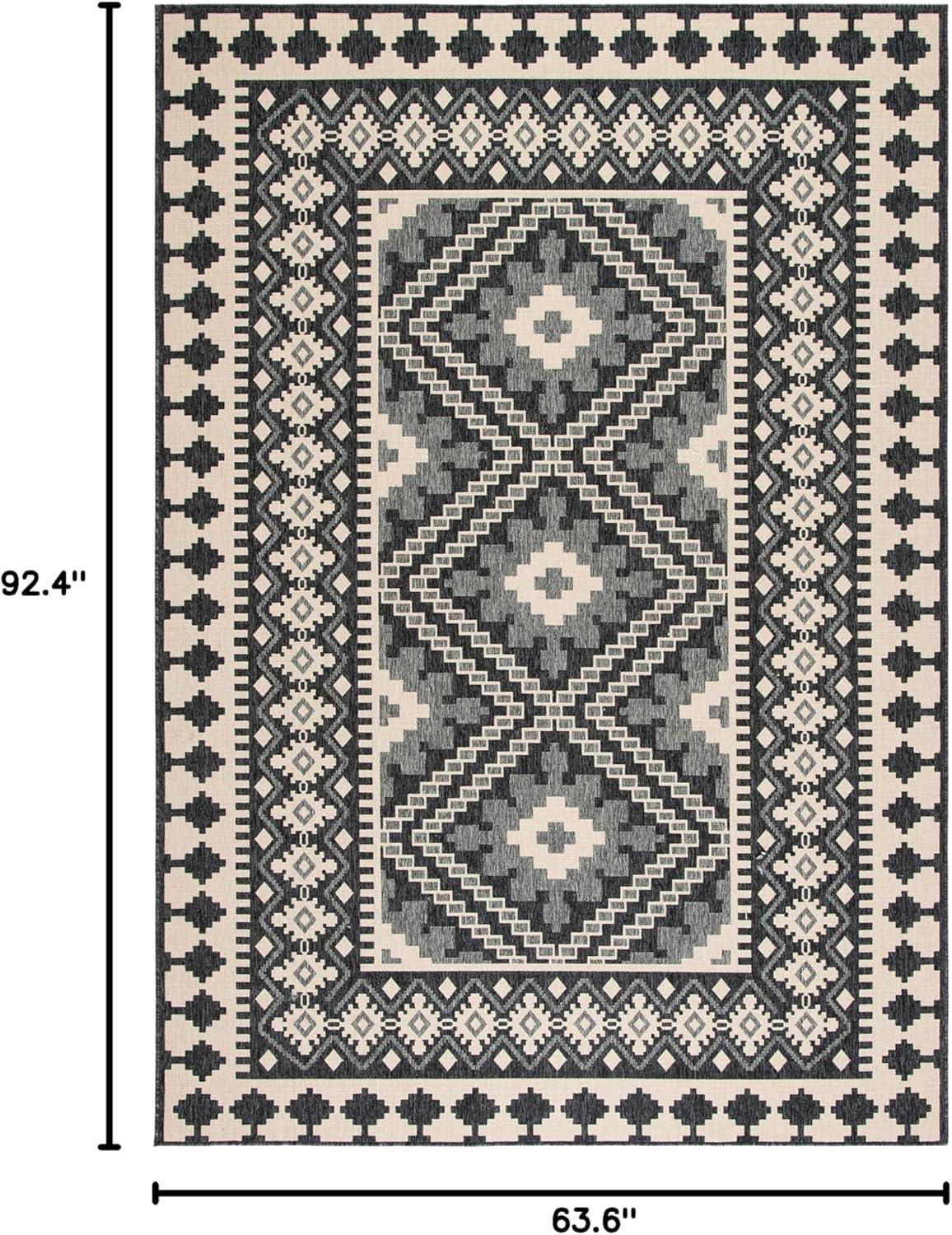 image:imageSAFAVIEH Washable Rug Outdoor Veranda Collection 9 x 12 Ivory amp Charcoal NonShedding amp Easy to Clean Ideal for Patio Backyard Mudroom VER0993435IvoryGrey