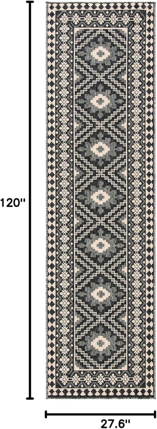 image:imageSAFAVIEH Washable Rug Outdoor Veranda Collection 9 x 12 Ivory amp Charcoal NonShedding amp Easy to Clean Ideal for Patio Backyard Mudroom VER0993435IvoryGrey