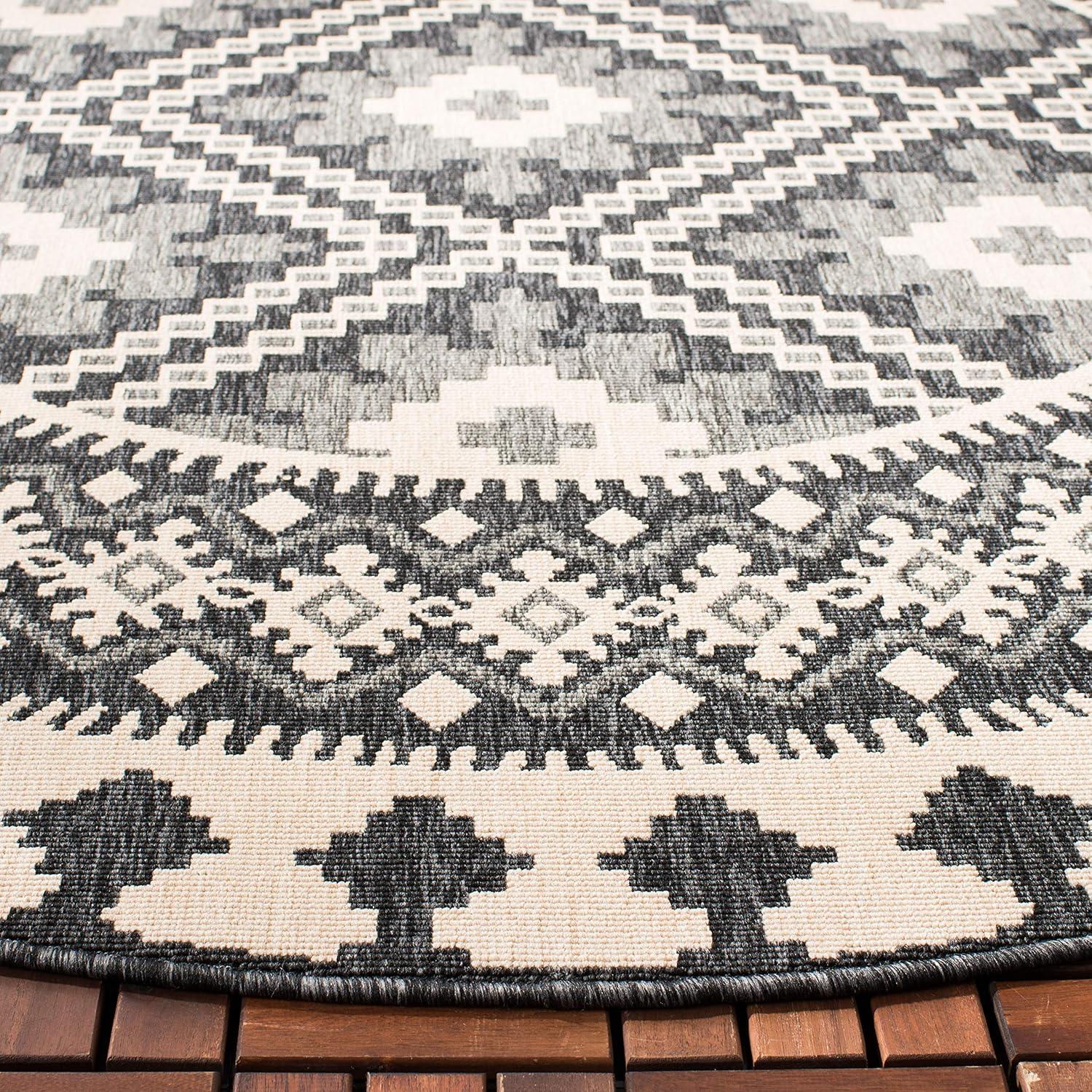 image:imageSAFAVIEH Washable Rug Outdoor Veranda Collection 9 x 12 Ivory amp Charcoal NonShedding amp Easy to Clean Ideal for Patio Backyard Mudroom VER0993435IvoryGrey