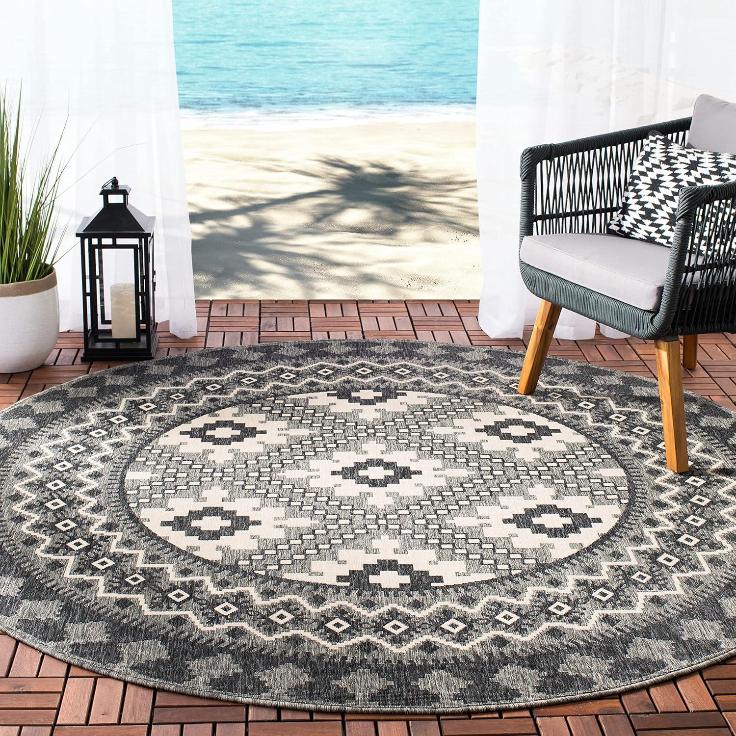 image:imageSAFAVIEH Washable Rug Outdoor Veranda Collection 9 x 12 Ivory amp Charcoal NonShedding amp Easy to Clean Ideal for Patio Backyard Mudroom VER0993435IvoryCharcoal