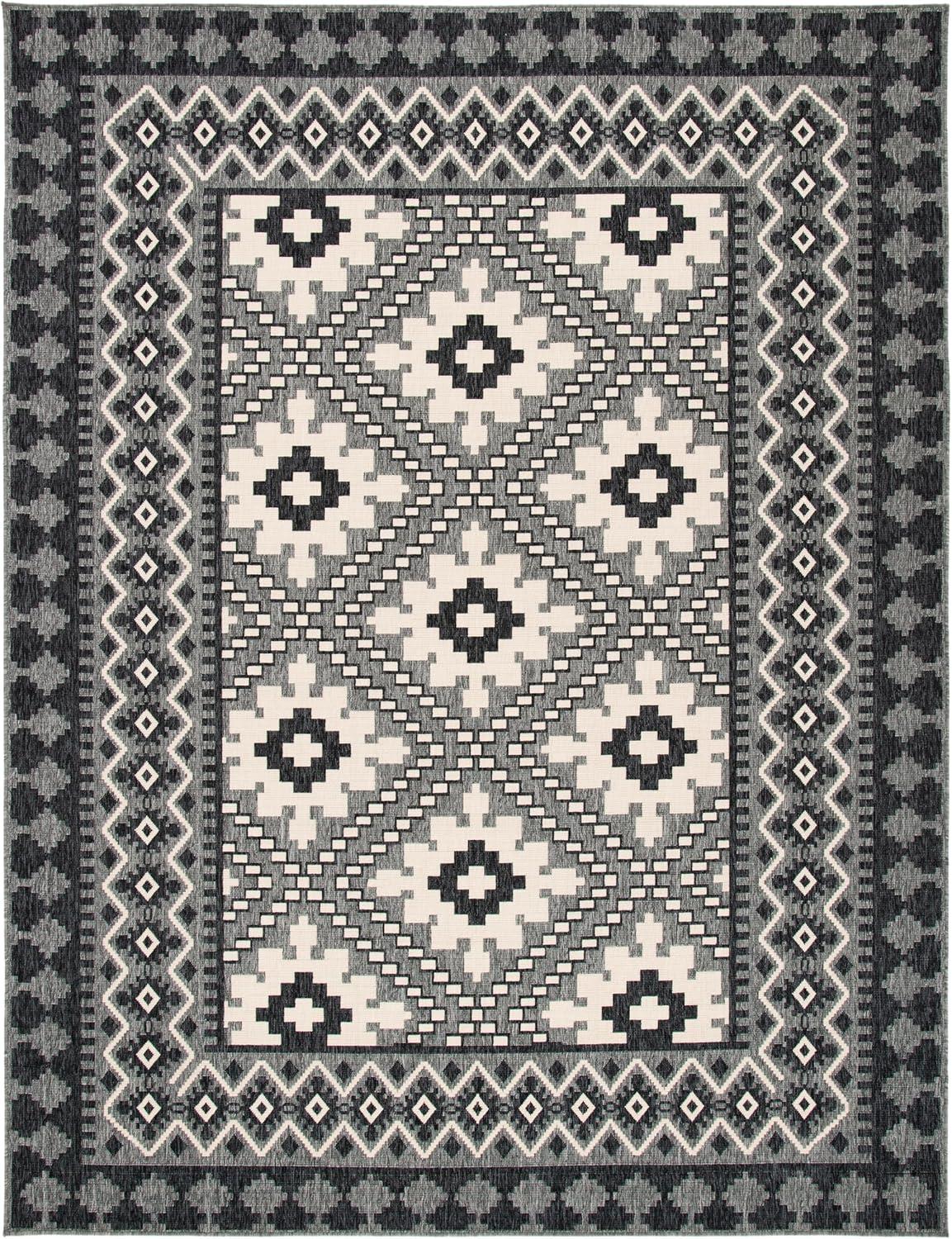 image:imageSAFAVIEH Washable Rug Outdoor Veranda Collection 9 x 12 Ivory amp Charcoal NonShedding amp Easy to Clean Ideal for Patio Backyard Mudroom VER0993435IvoryCharcoal