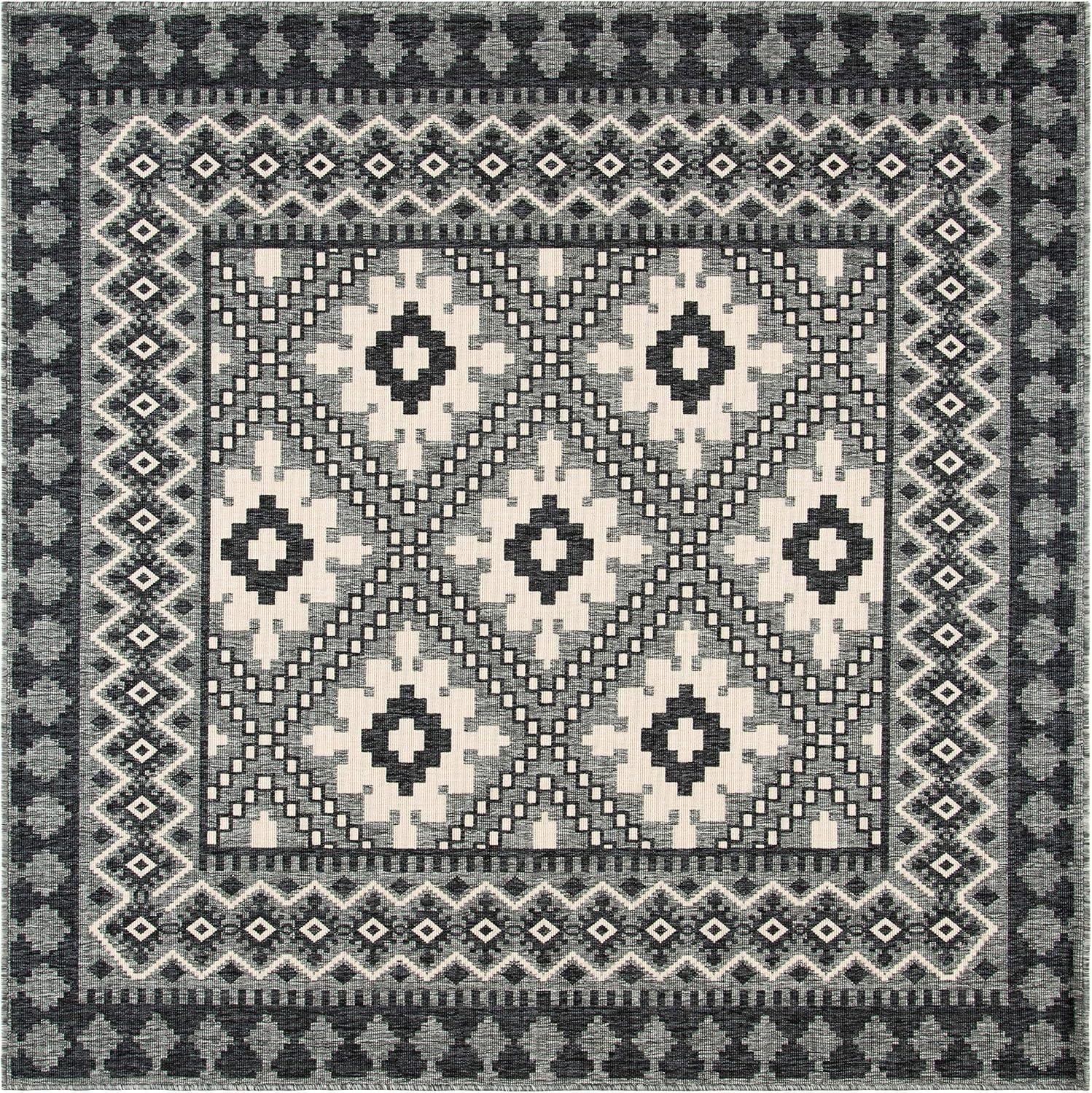 image:imageSAFAVIEH Washable Rug Outdoor Veranda Collection 9 x 12 Ivory amp Charcoal NonShedding amp Easy to Clean Ideal for Patio Backyard Mudroom VER0993435IvoryCharcoal