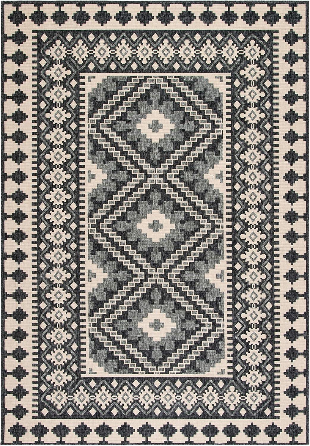 image:imageSAFAVIEH Washable Rug Outdoor Veranda Collection 9 x 12 Ivory amp Charcoal NonShedding amp Easy to Clean Ideal for Patio Backyard Mudroom VER0993435IvoryGrey