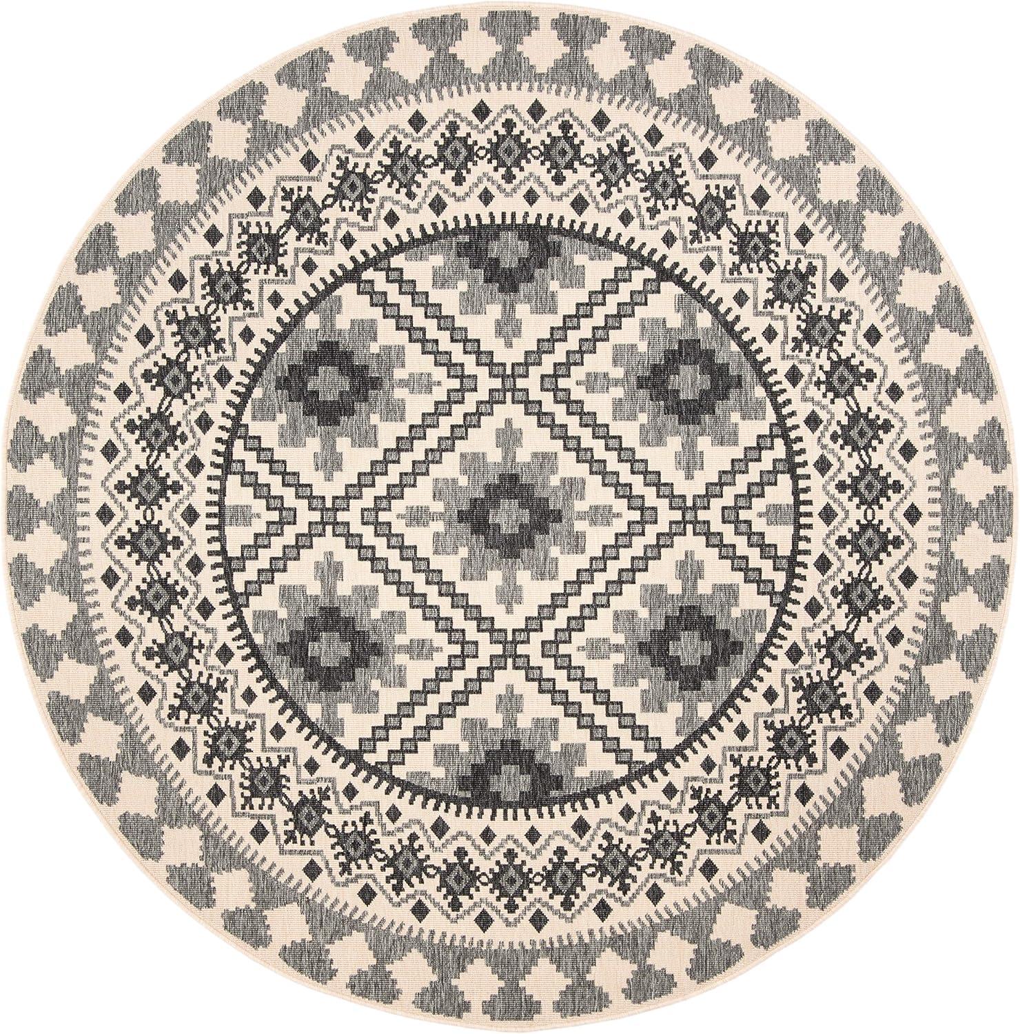 image:imageSAFAVIEH Washable Rug Outdoor Veranda Collection 9 x 12 Ivory amp Charcoal NonShedding amp Easy to Clean Ideal for Patio Backyard Mudroom VER0993435IvorySlate