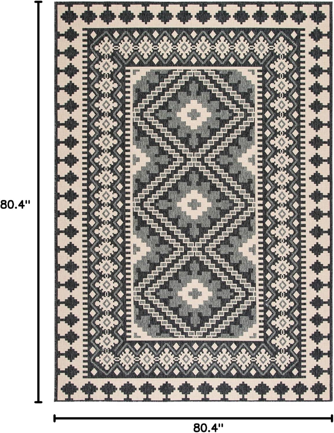 image:imageSAFAVIEH Washable Rug Outdoor Veranda Collection 9 x 12 Ivory amp Charcoal NonShedding amp Easy to Clean Ideal for Patio Backyard Mudroom VER0993435IvoryGrey
