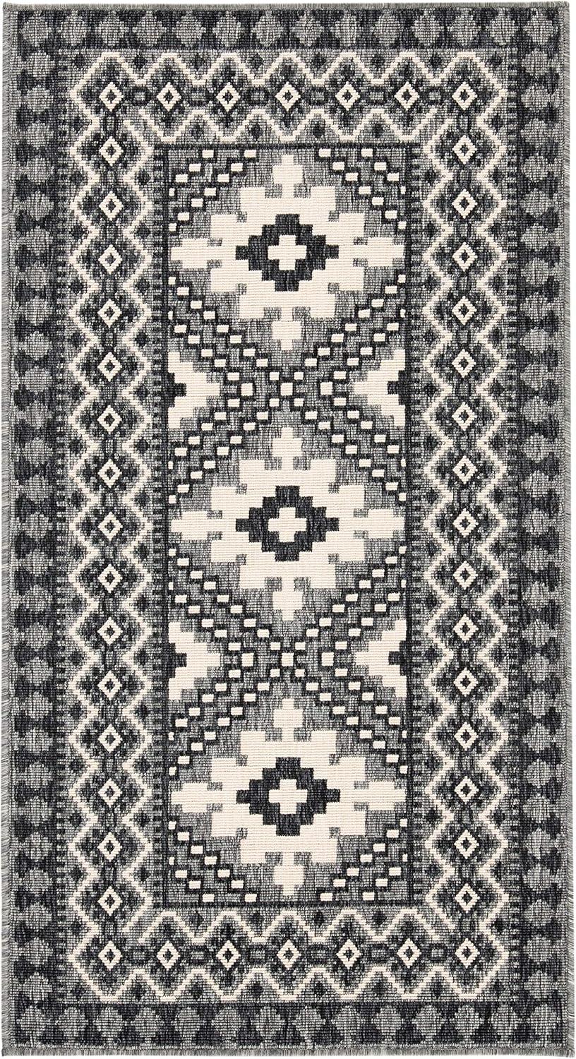 image:imageSAFAVIEH Washable Rug Outdoor Veranda Collection 9 x 12 Ivory amp Charcoal NonShedding amp Easy to Clean Ideal for Patio Backyard Mudroom VER0993435IvoryCharcoal
