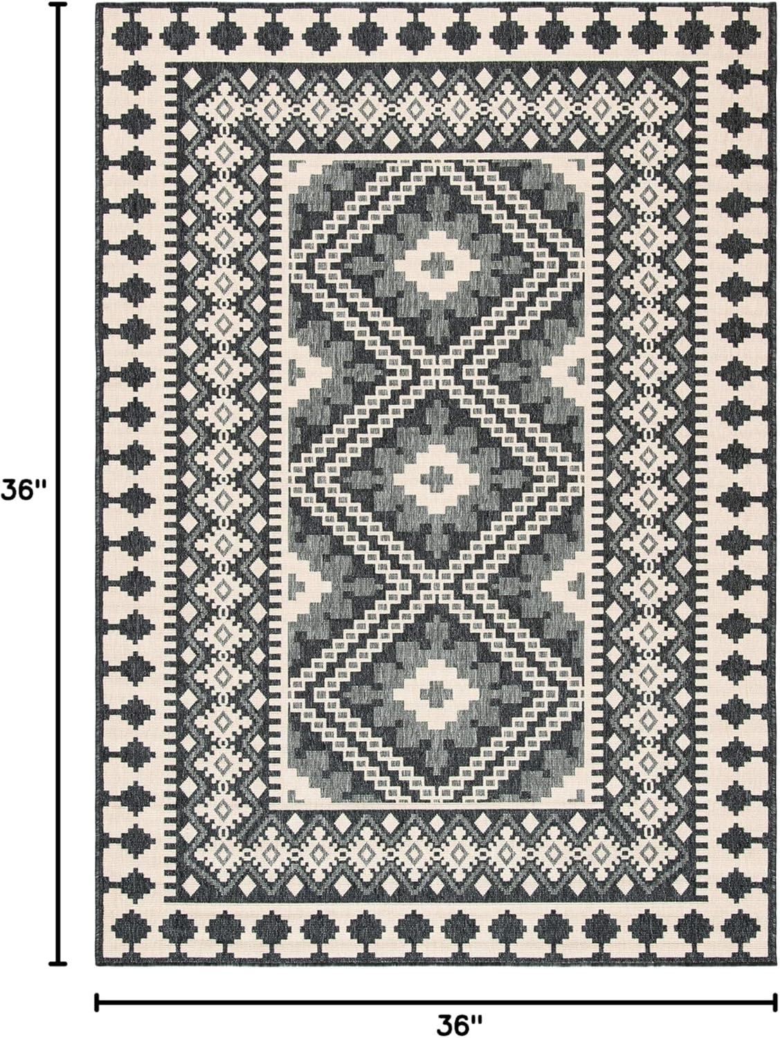image:imageSAFAVIEH Washable Rug Outdoor Veranda Collection 9 x 12 Ivory amp Charcoal NonShedding amp Easy to Clean Ideal for Patio Backyard Mudroom VER0993435IvoryGrey
