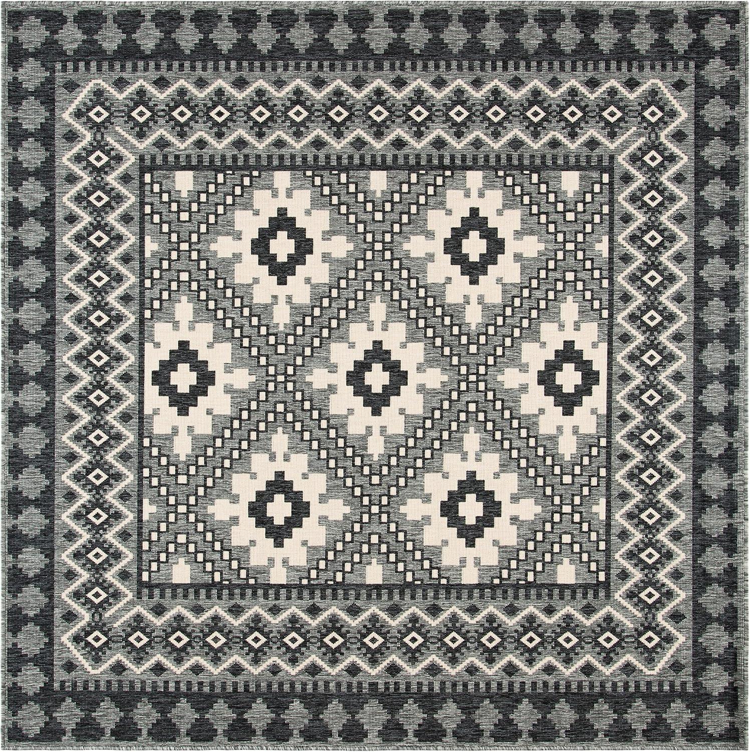 image:imageSAFAVIEH Washable Rug Outdoor Veranda Collection 9 x 12 Ivory amp Charcoal NonShedding amp Easy to Clean Ideal for Patio Backyard Mudroom VER0993435IvoryCharcoal