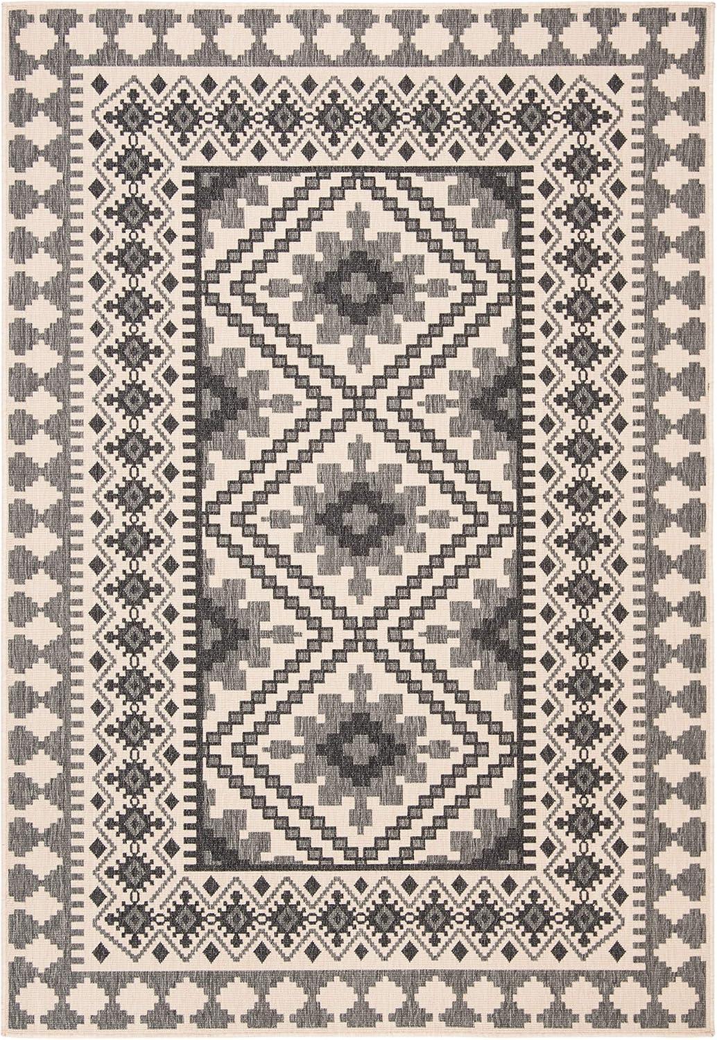 image:imageSAFAVIEH Washable Rug Outdoor Veranda Collection 9 x 12 Ivory amp Charcoal NonShedding amp Easy to Clean Ideal for Patio Backyard Mudroom VER0993435IvorySlate