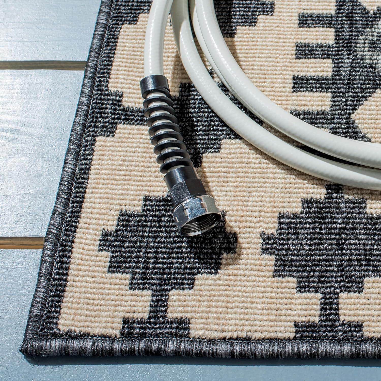 image:imageSAFAVIEH Washable Rug Outdoor Veranda Collection 9 x 12 Ivory amp Charcoal NonShedding amp Easy to Clean Ideal for Patio Backyard Mudroom VER0993435IvoryGrey