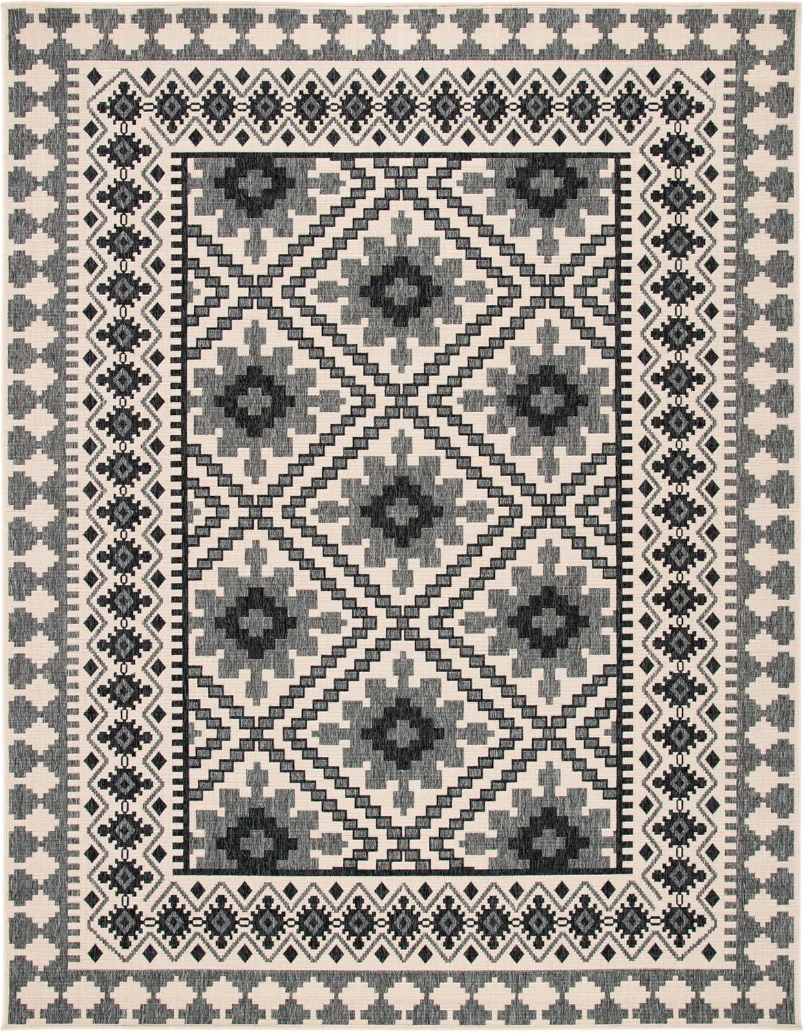 image:imageSAFAVIEH Washable Rug Outdoor Veranda Collection 9 x 12 Ivory amp Charcoal NonShedding amp Easy to Clean Ideal for Patio Backyard Mudroom VER0993435IvorySlate
