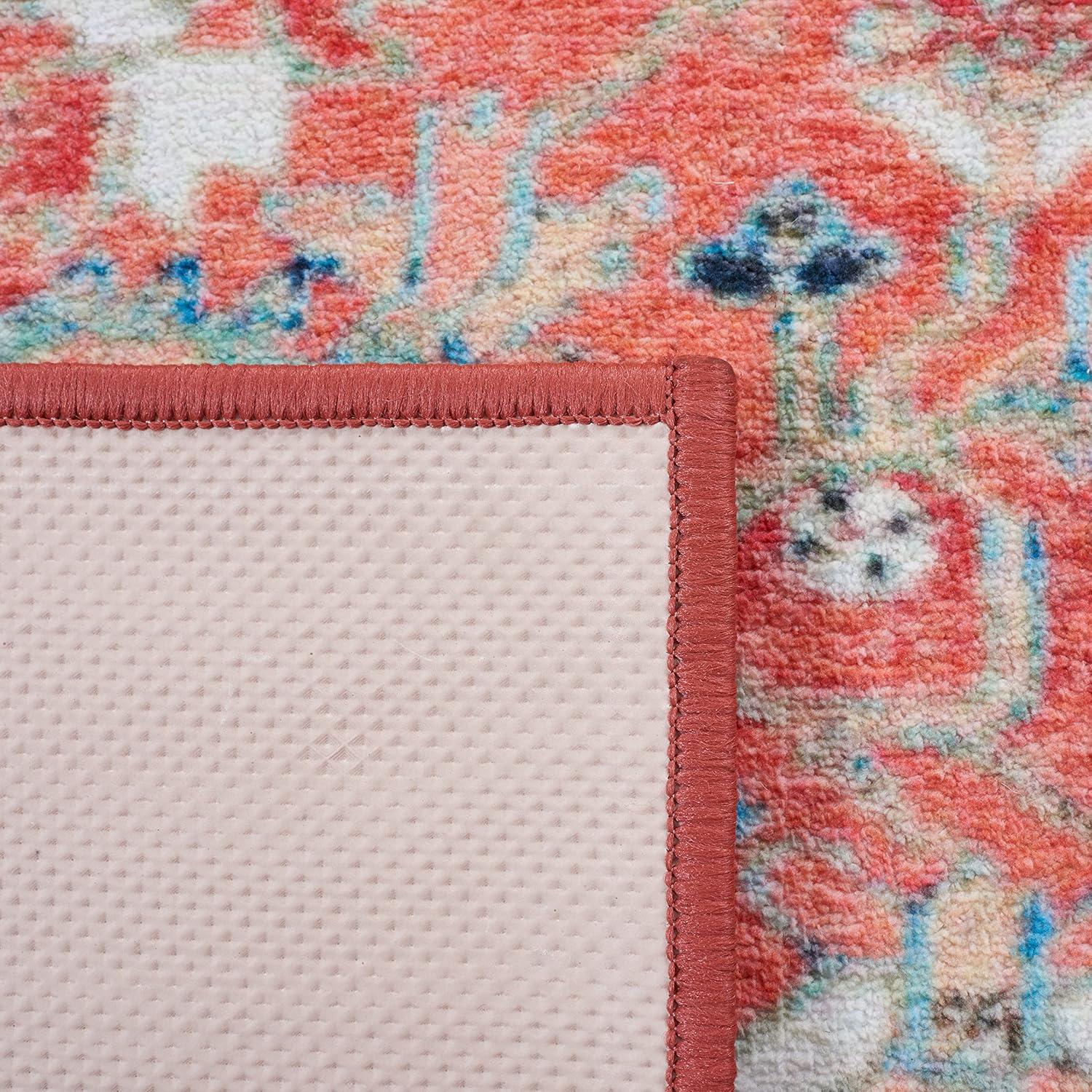 image:imageSAFAVIEH Washable Rug Riviera Collection 55 x 77 Light Blue amp Red Slip Resistant amp Easy to Clean Ideal for Living Room Bedroom Office Kids Playroom Dining Space RIV182JNavyRed