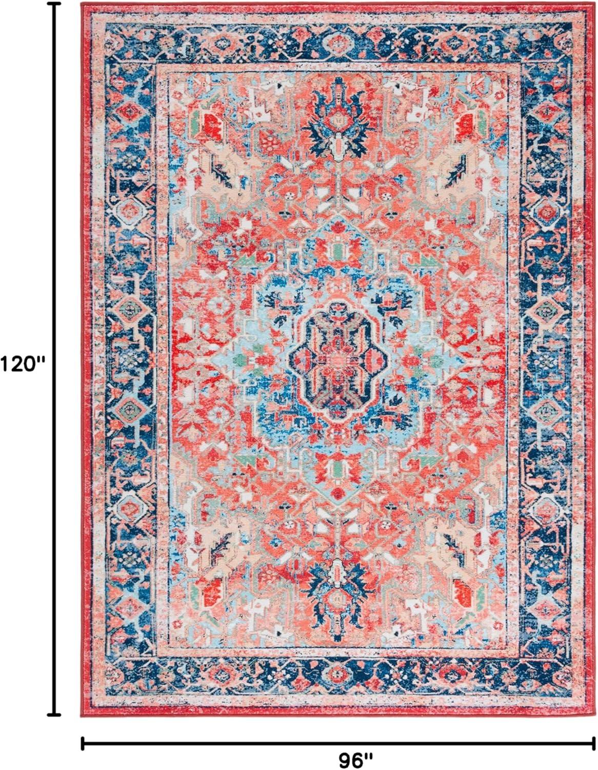 image:imageSAFAVIEH Washable Rug Riviera Collection 55 x 77 Light Blue amp Red Slip Resistant amp Easy to Clean Ideal for Living Room Bedroom Office Kids Playroom Dining Space RIV182JNavyRed