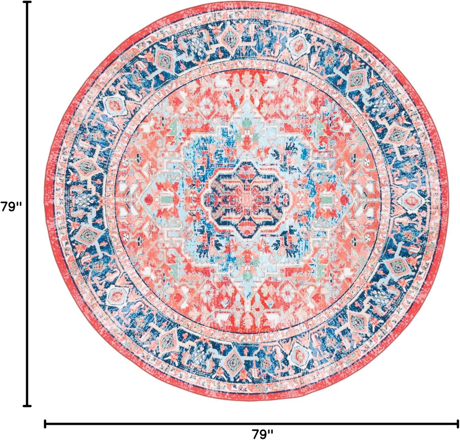 image:imageSAFAVIEH Washable Rug Riviera Collection 55 x 77 Light Blue amp Red Slip Resistant amp Easy to Clean Ideal for Living Room Bedroom Office Kids Playroom Dining Space RIV182JNavyRed
