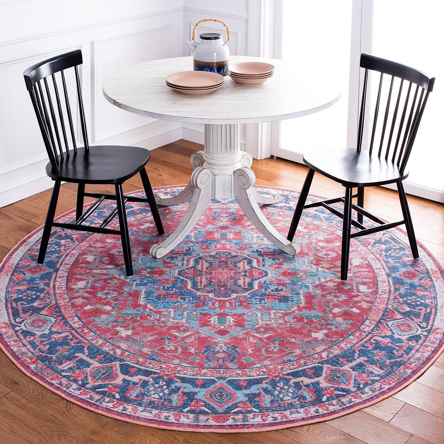 image:imageSAFAVIEH Washable Rug Serapi Collection 8 x 10 Navy amp Red Slip Resistant amp Easy to Clean Ideal for Living Room Bedroom Dining Space SEP518MNavyRed
