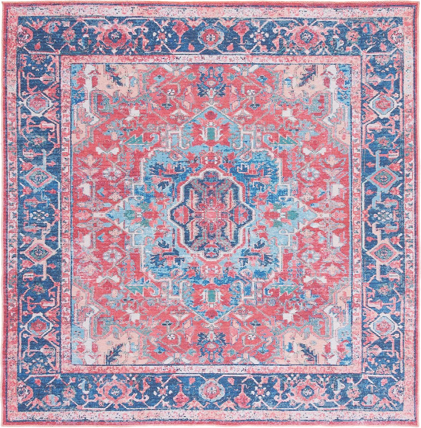 image:imageSAFAVIEH Washable Rug Serapi Collection 8 x 10 Navy amp Red Slip Resistant amp Easy to Clean Ideal for Living Room Bedroom Dining Space SEP518MNavyRed