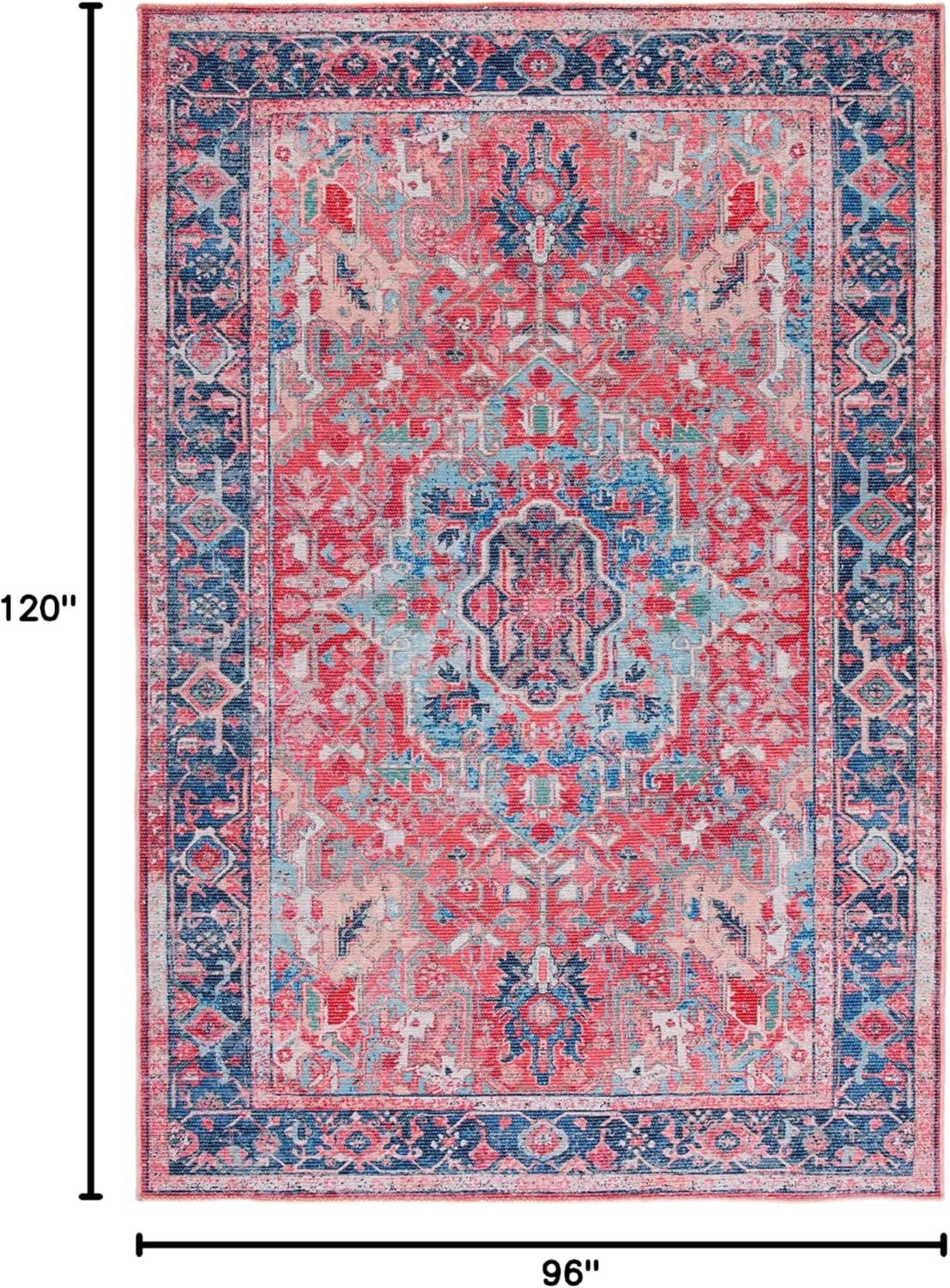 image:imageSAFAVIEH Washable Rug Serapi Collection 8 x 10 Navy amp Red Slip Resistant amp Easy to Clean Ideal for Living Room Bedroom Dining Space SEP518MNavyRed