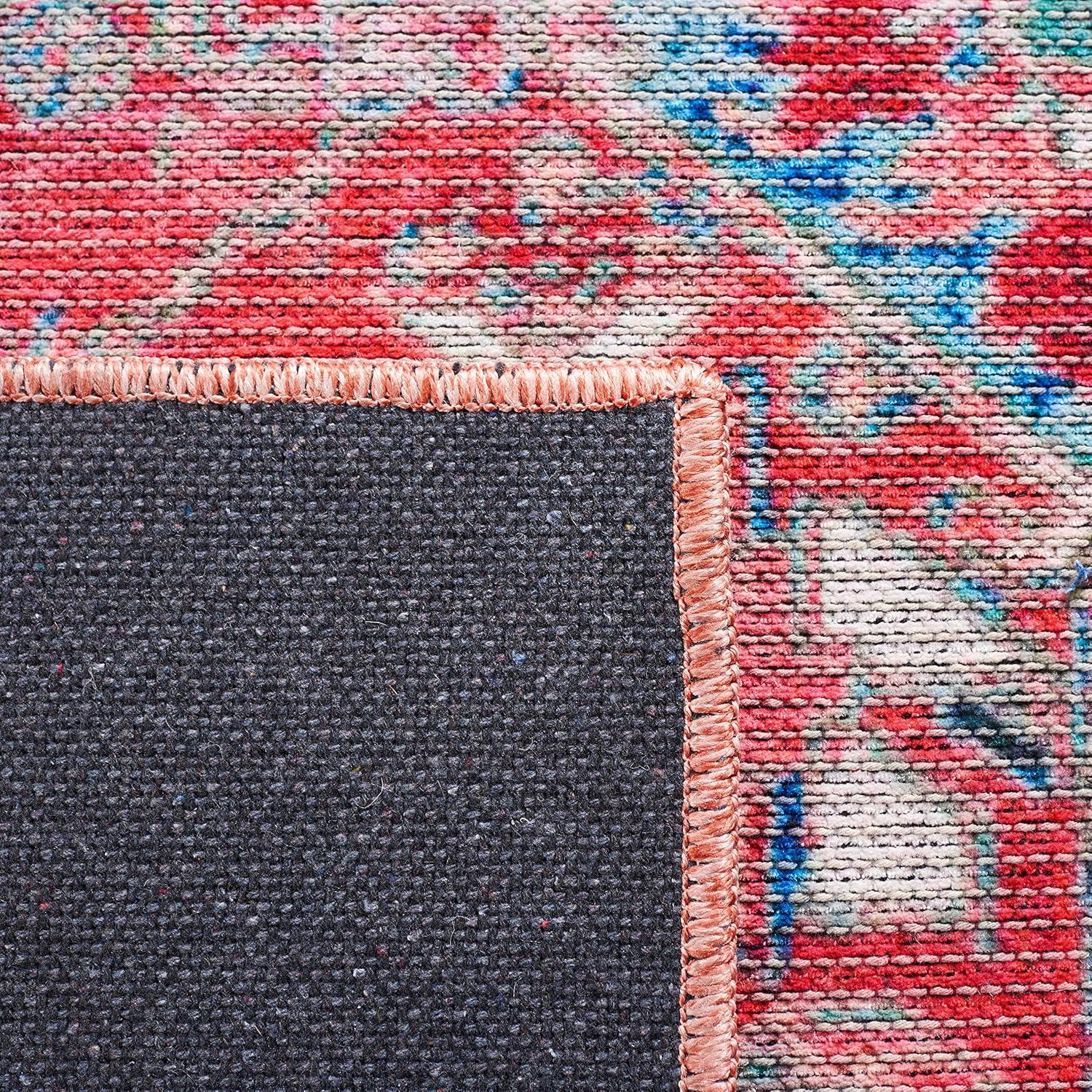 image:imageSAFAVIEH Washable Rug Serapi Collection 8 x 10 Navy amp Red Slip Resistant amp Easy to Clean Ideal for Living Room Bedroom Dining Space SEP518MNavyRed