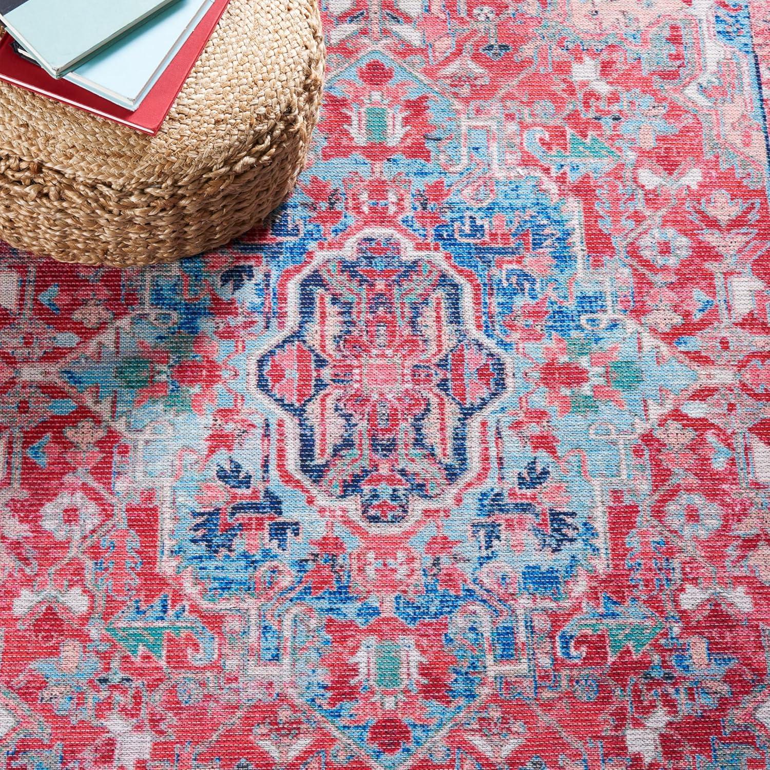 image:imageSAFAVIEH Washable Rug Serapi Collection 8 x 10 Navy amp Red Slip Resistant amp Easy to Clean Ideal for Living Room Bedroom Dining Space SEP518MNavyRed