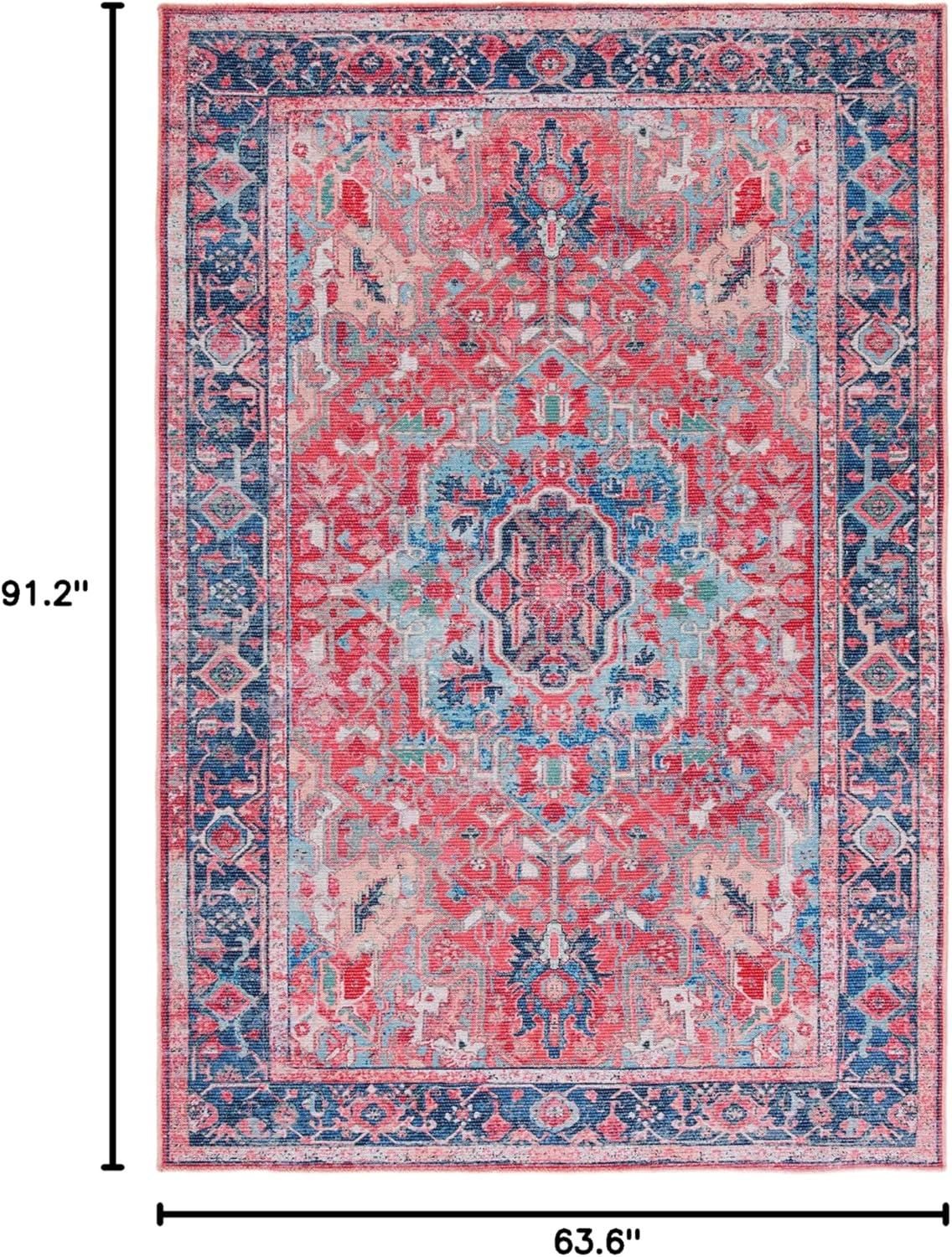 image:imageSAFAVIEH Washable Rug Serapi Collection 8 x 10 Navy amp Red Slip Resistant amp Easy to Clean Ideal for Living Room Bedroom Dining Space SEP518MNavyRed