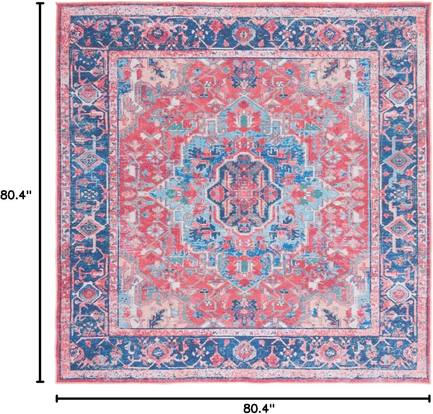 image:imageSAFAVIEH Washable Rug Serapi Collection 8 x 10 Navy amp Red Slip Resistant amp Easy to Clean Ideal for Living Room Bedroom Dining Space SEP518MNavyRed