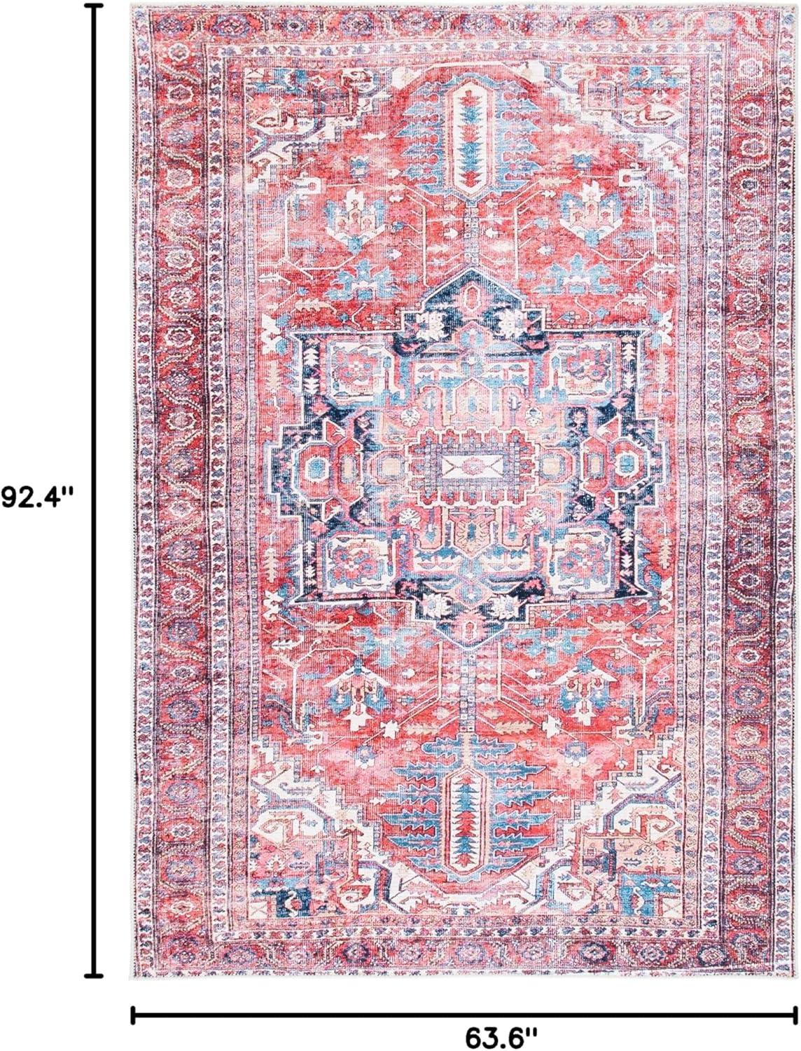 image:imageSAFAVIEH Washable Rug Serapi Collection 8 x 10 Red amp Navy Slip Resistant amp Easy to Clean Ideal for Living Room Bedroom Dining Space SEP389QRedNavy