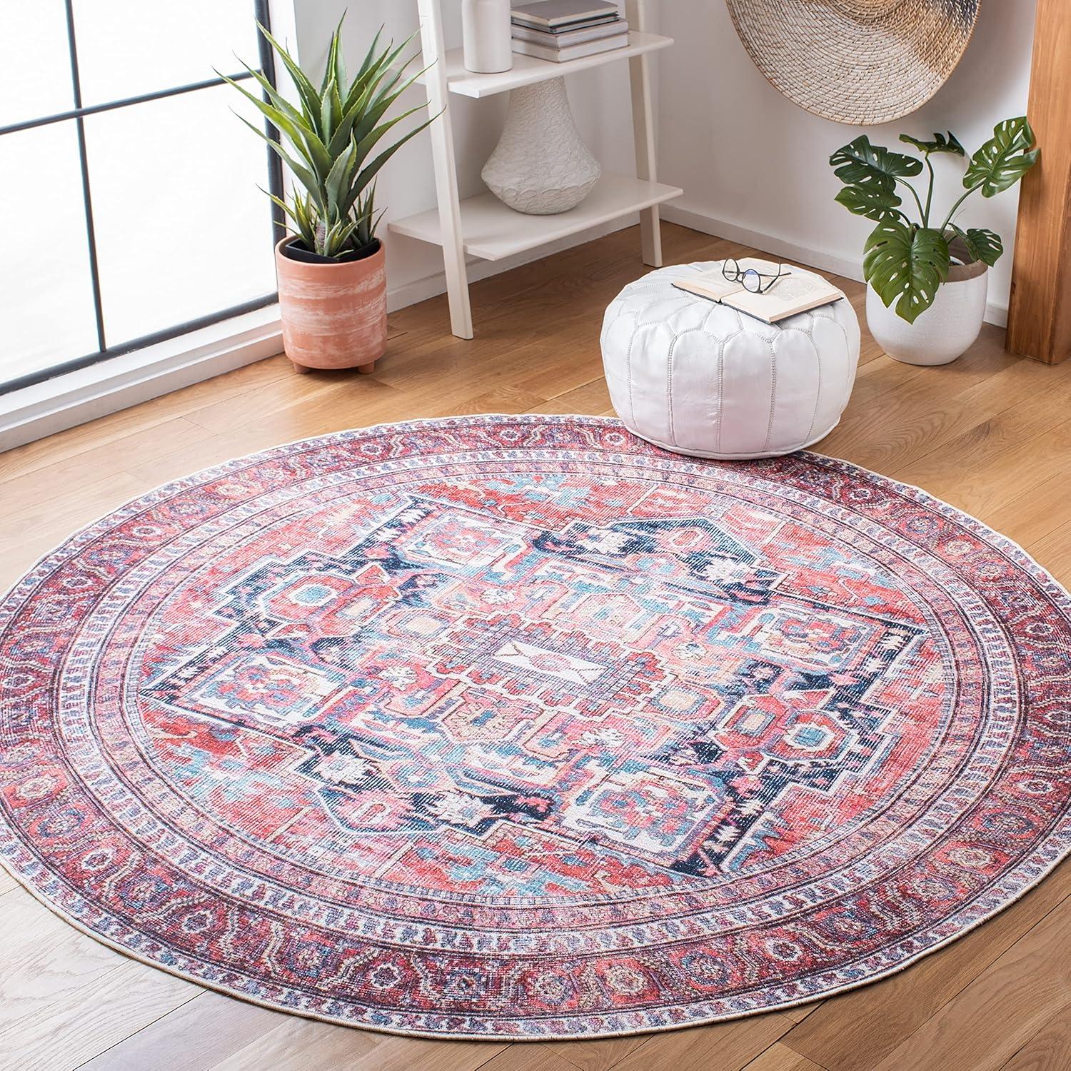image:imageSAFAVIEH Washable Rug Serapi Collection 8 x 10 Red amp Navy Slip Resistant amp Easy to Clean Ideal for Living Room Bedroom Dining Space SEP389QRedNavy