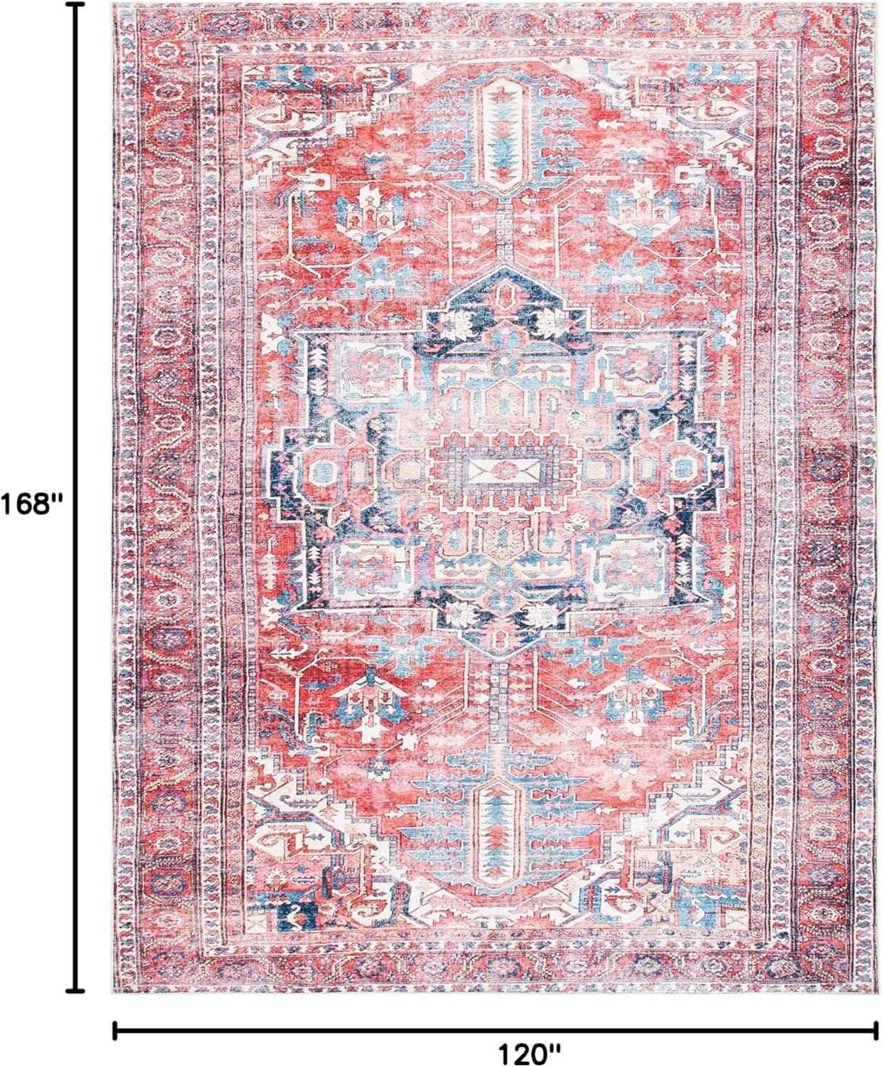 image:imageSAFAVIEH Washable Rug Serapi Collection 8 x 10 Red amp Navy Slip Resistant amp Easy to Clean Ideal for Living Room Bedroom Dining Space SEP389QRedNavy