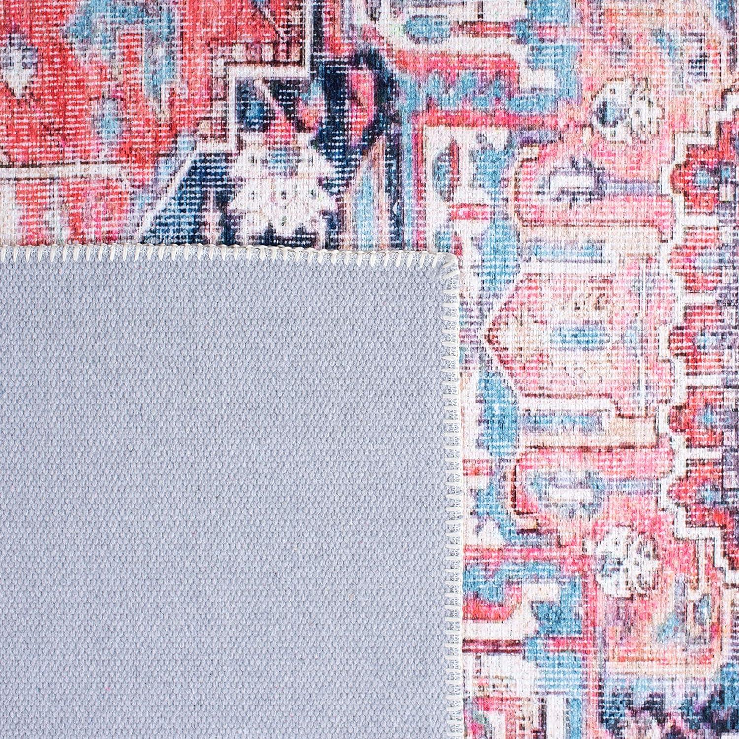 image:imageSAFAVIEH Washable Rug Serapi Collection 8 x 10 Red amp Navy Slip Resistant amp Easy to Clean Ideal for Living Room Bedroom Dining Space SEP389QRedNavy