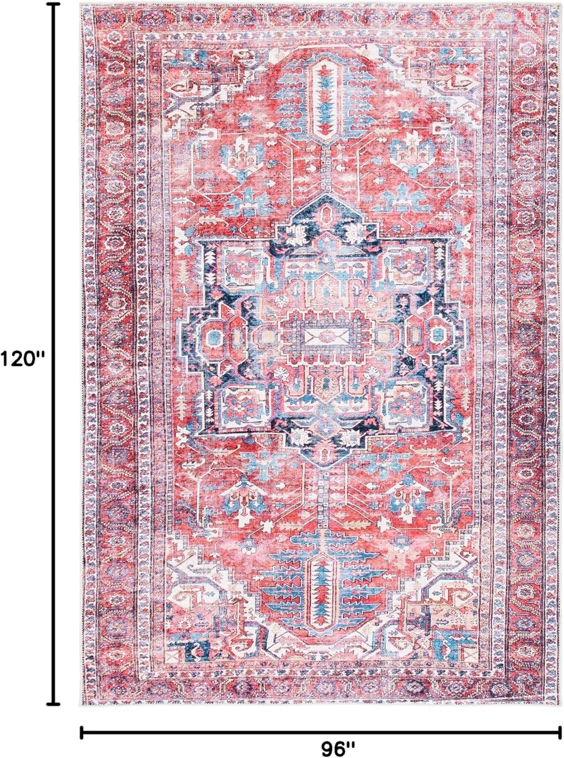 image:imageSAFAVIEH Washable Rug Serapi Collection 8 x 10 Red amp Navy Slip Resistant amp Easy to Clean Ideal for Living Room Bedroom Dining Space SEP389QRedNavy