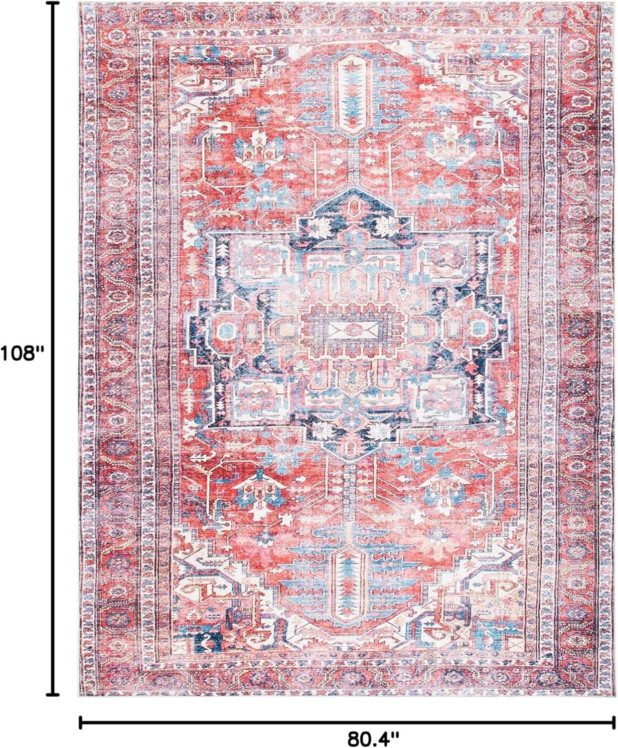 image:imageSAFAVIEH Washable Rug Serapi Collection 8 x 10 Red amp Navy Slip Resistant amp Easy to Clean Ideal for Living Room Bedroom Dining Space SEP389QRedNavy