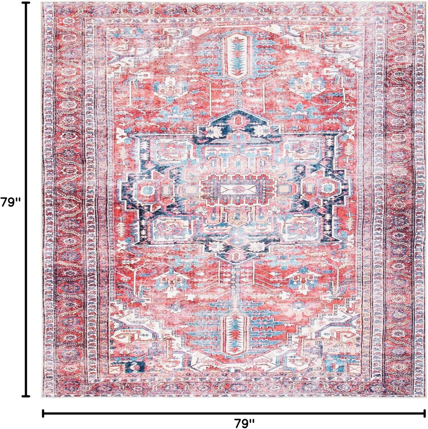 image:imageSAFAVIEH Washable Rug Serapi Collection 8 x 10 Red amp Navy Slip Resistant amp Easy to Clean Ideal for Living Room Bedroom Dining Space SEP389QRedNavy