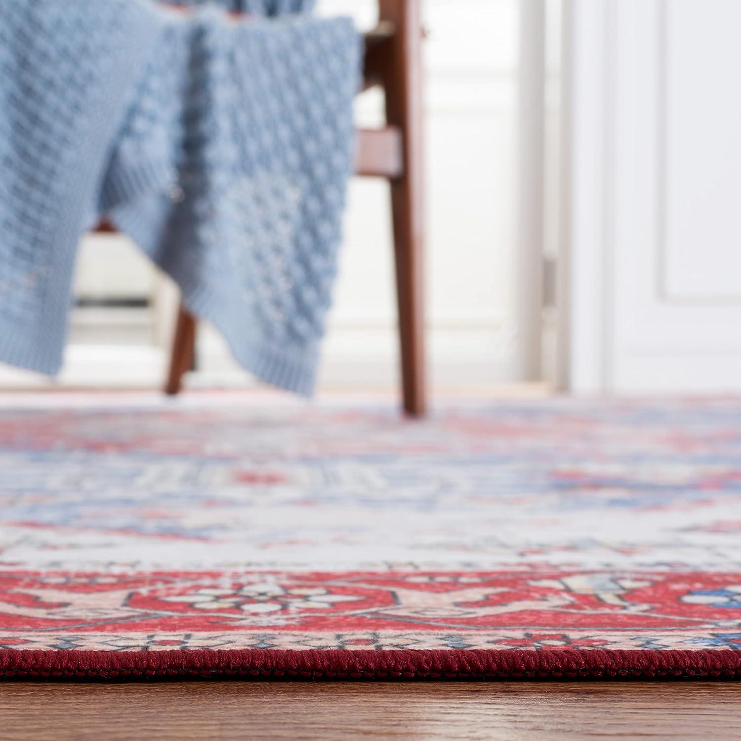image:imageSAFAVIEH Washable Rug Tucson Collection 6 x 9 Dark Sage amp Ivory Slip Resistant amp Easy to Clean Ideal for Living Room Bedroom Dining Space TSN102FBlueRed