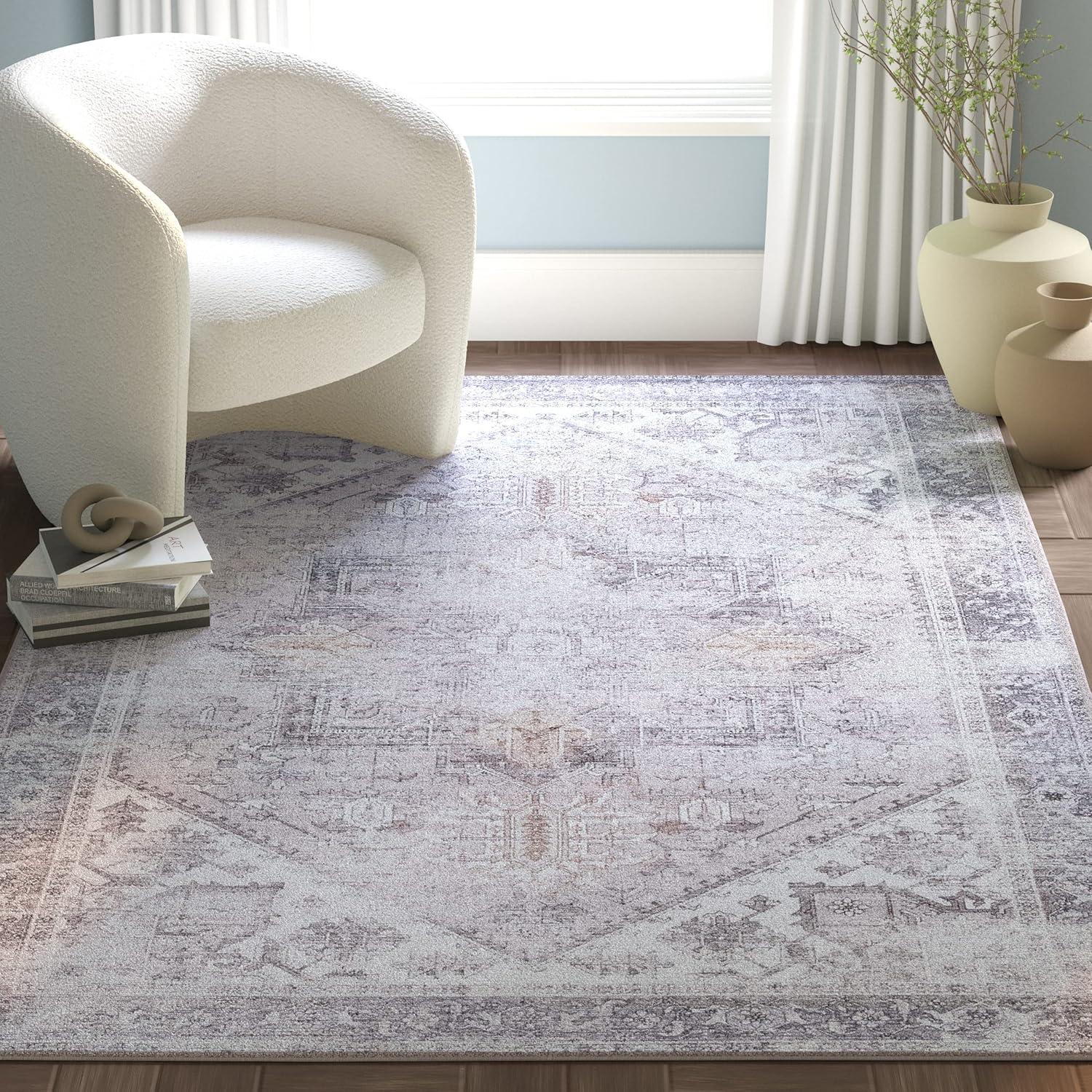 image:imageSAFAVIEH Washable Rug Tucson Collection 6 x 9 Dark Sage amp Ivory Slip Resistant amp Easy to Clean Ideal for Living Room Bedroom Dining Space TSN102FBeigeGrey