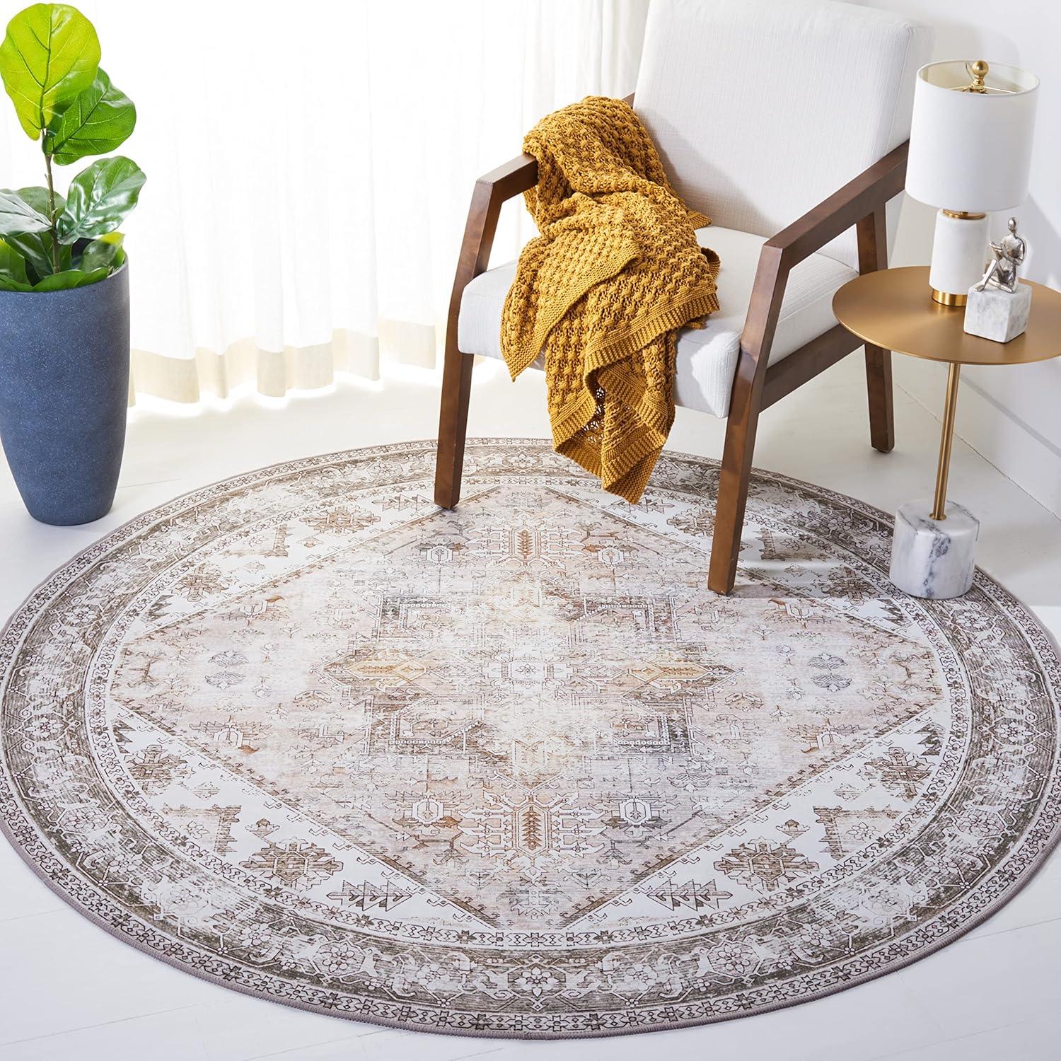 image:imageSAFAVIEH Washable Rug Tucson Collection 6 x 9 Dark Sage amp Ivory Slip Resistant amp Easy to Clean Ideal for Living Room Bedroom Dining Space TSN102FBeigeGrey