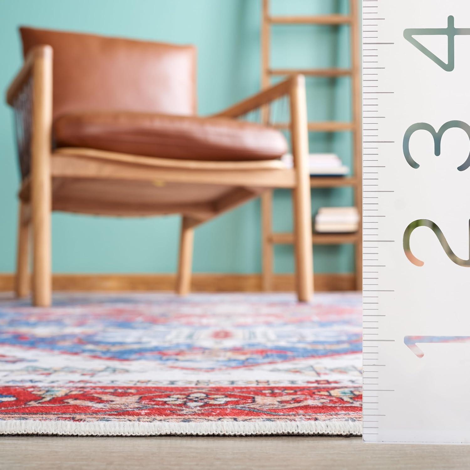 image:imageSAFAVIEH Washable Rug Tucson Collection 6 x 9 Dark Sage amp Ivory Slip Resistant amp Easy to Clean Ideal for Living Room Bedroom Dining Space TSN102FBlueRed