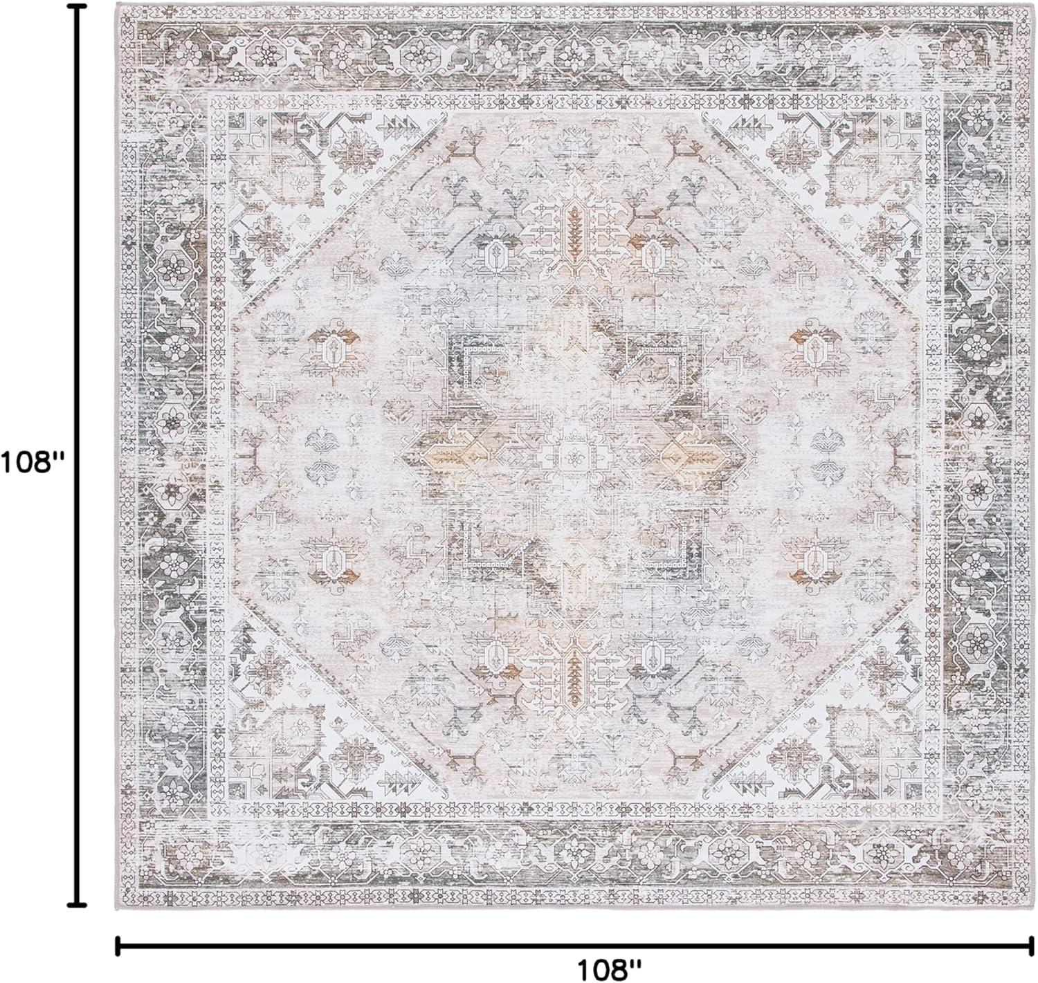 image:imageSAFAVIEH Washable Rug Tucson Collection 6 x 9 Dark Sage amp Ivory Slip Resistant amp Easy to Clean Ideal for Living Room Bedroom Dining Space TSN102FBeigeGrey