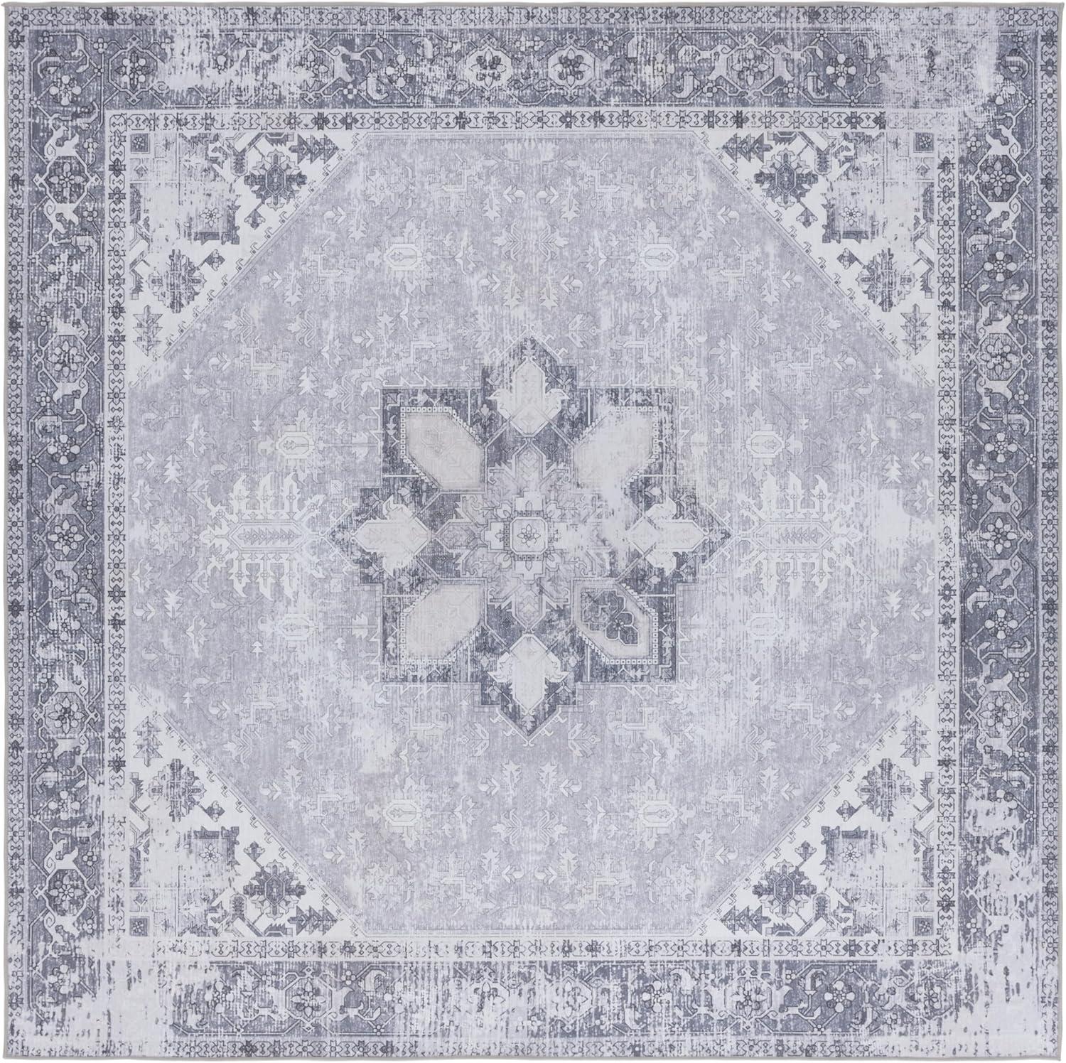 image:imageSAFAVIEH Washable Rug Tucson Collection 6 x 9 Dark Sage amp Ivory Slip Resistant amp Easy to Clean Ideal for Living Room Bedroom Dining Space TSN102FLight Grey
