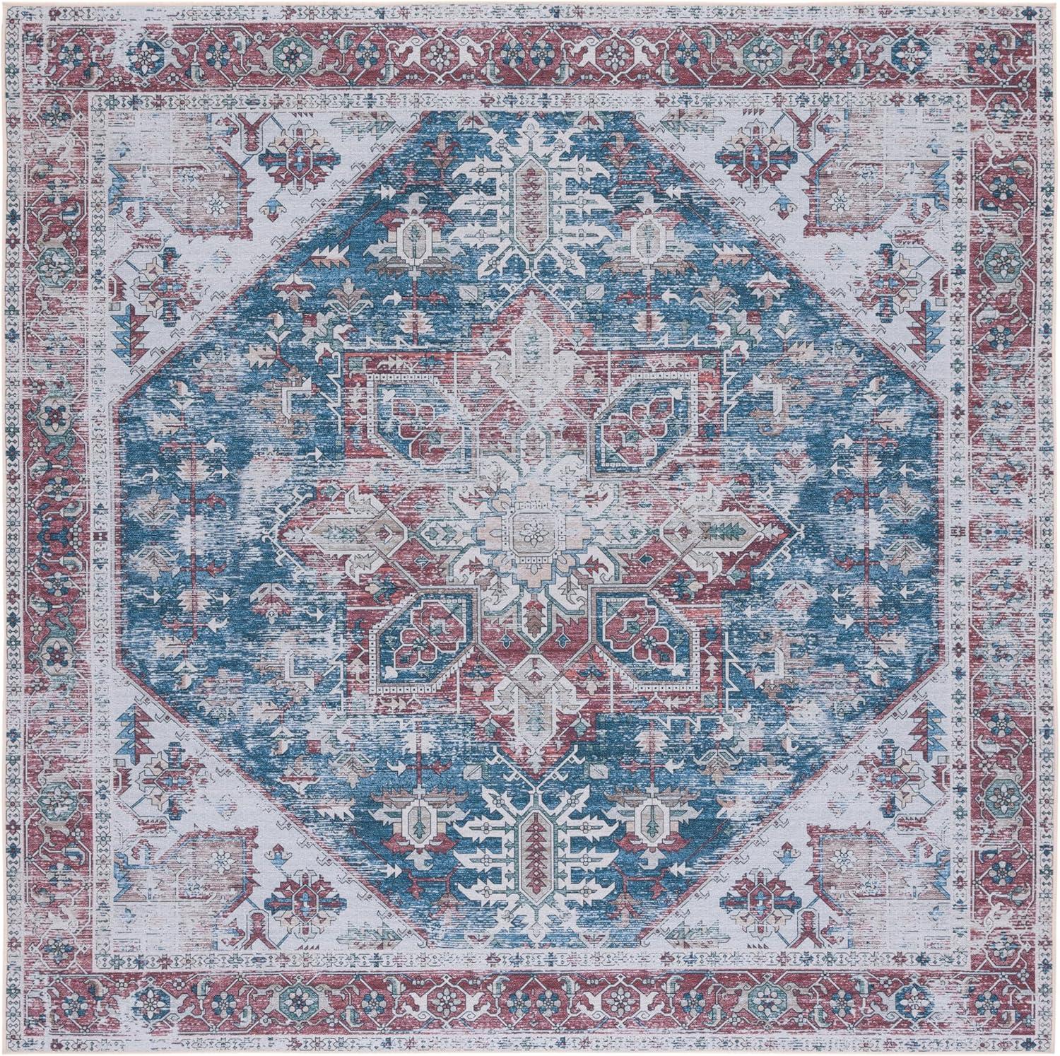 image:imageSAFAVIEH Washable Rug Tucson Collection 6 x 9 Dark Sage amp Ivory Slip Resistant amp Easy to Clean Ideal for Living Room Bedroom Dining Space TSN102FNavyRed
