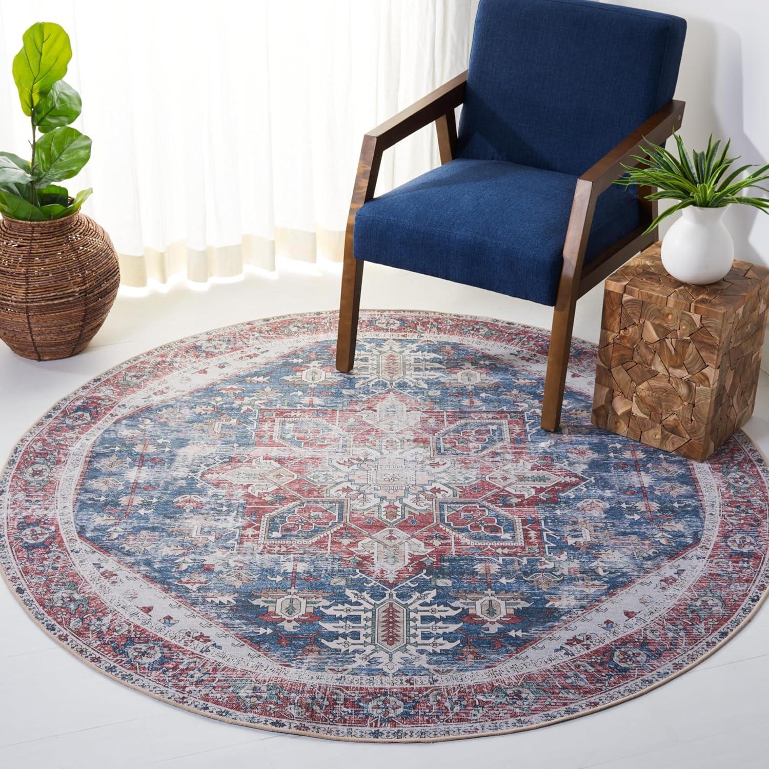 image:imageSAFAVIEH Washable Rug Tucson Collection 6 x 9 Dark Sage amp Ivory Slip Resistant amp Easy to Clean Ideal for Living Room Bedroom Dining Space TSN102FNavyRed