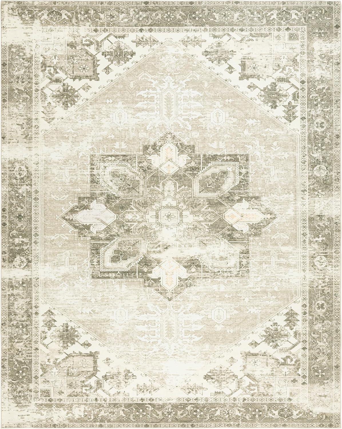 image:imageSAFAVIEH Washable Rug Tucson Collection 6 x 9 Dark Sage amp Ivory Slip Resistant amp Easy to Clean Ideal for Living Room Bedroom Dining Space TSN102FSageIvory
