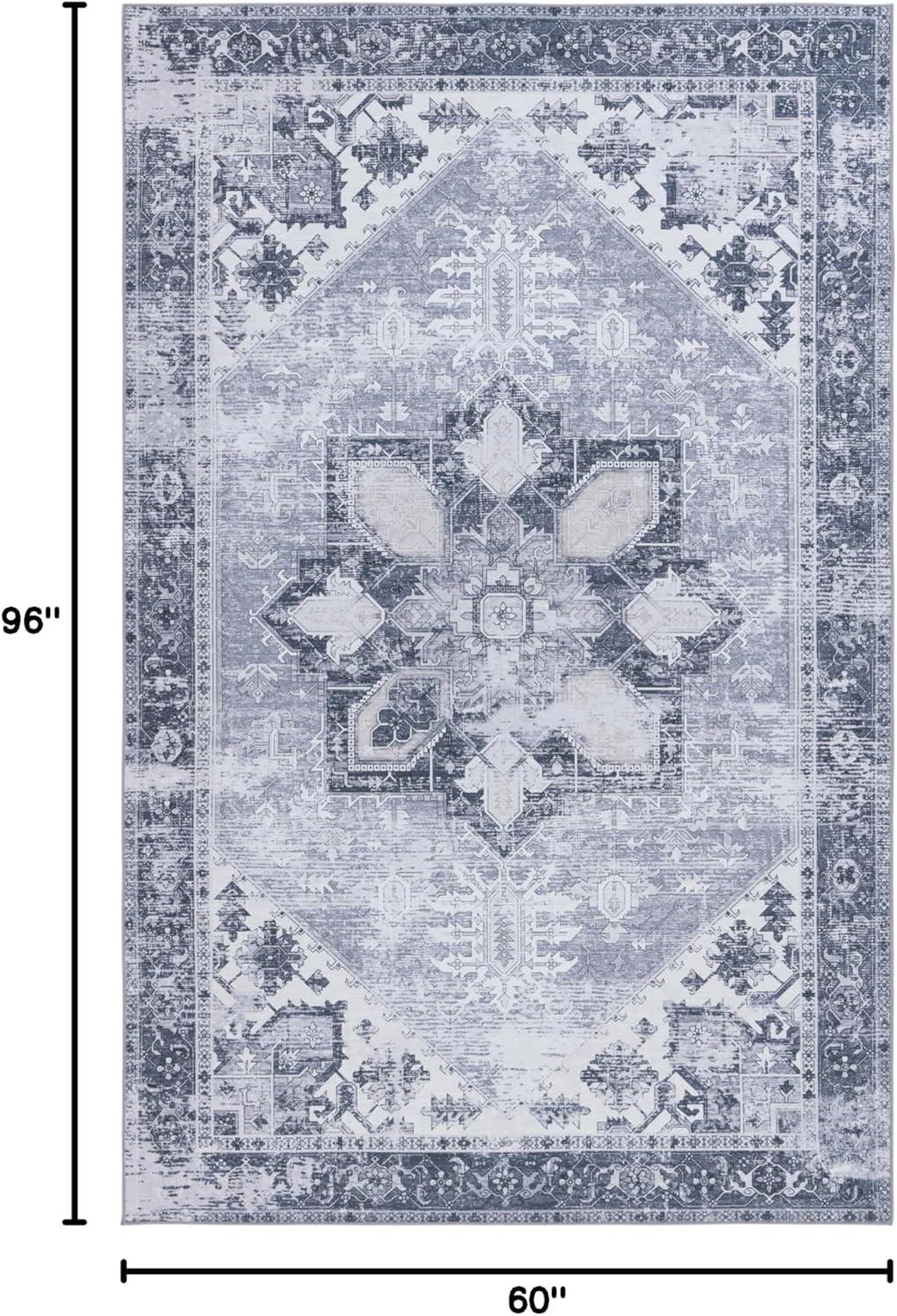 image:imageSAFAVIEH Washable Rug Tucson Collection 6 x 9 Dark Sage amp Ivory Slip Resistant amp Easy to Clean Ideal for Living Room Bedroom Dining Space TSN102FGrey