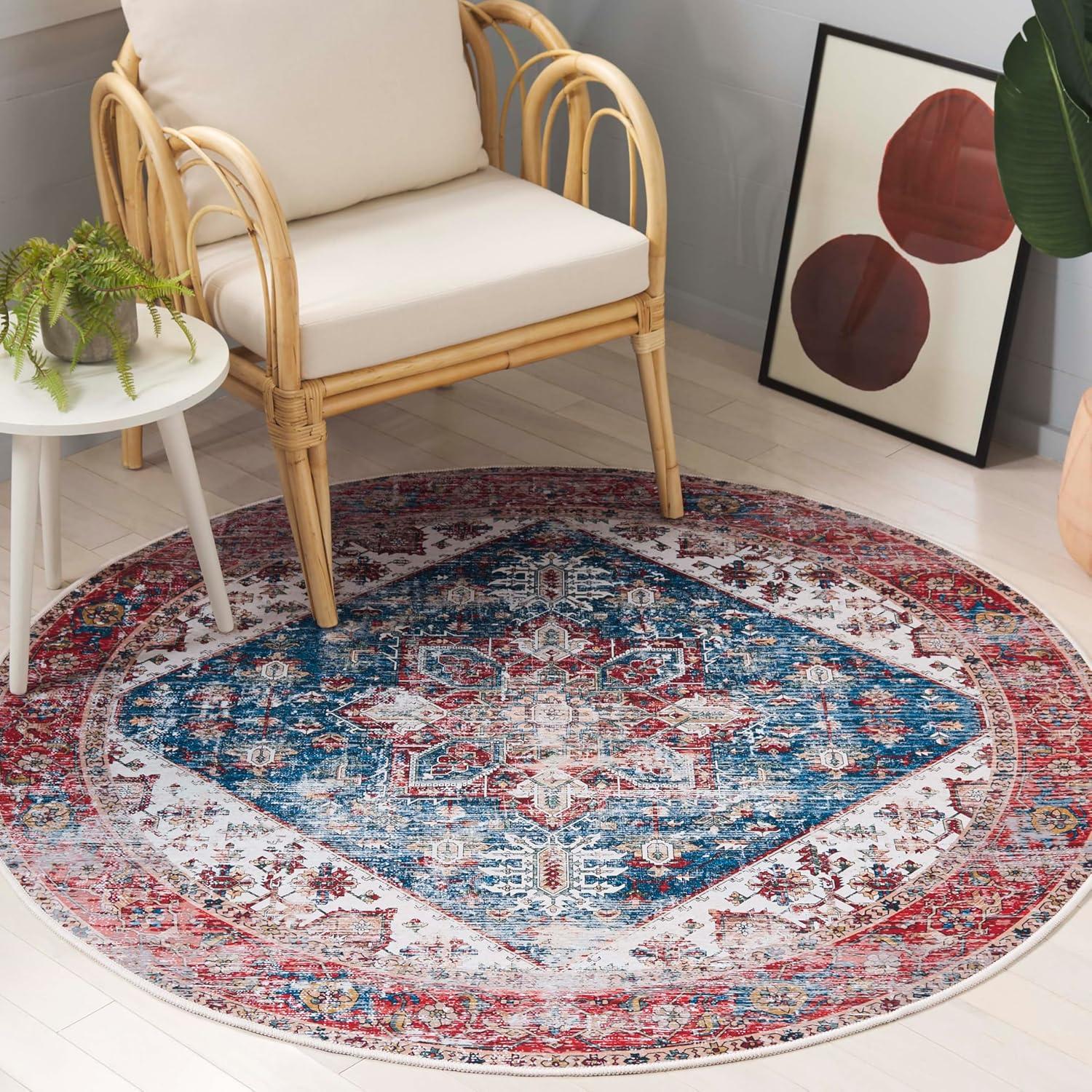 image:imageSAFAVIEH Washable Rug Tucson Collection 6 x 9 Dark Sage amp Ivory Slip Resistant amp Easy to Clean Ideal for Living Room Bedroom Dining Space TSN102FBlueRed