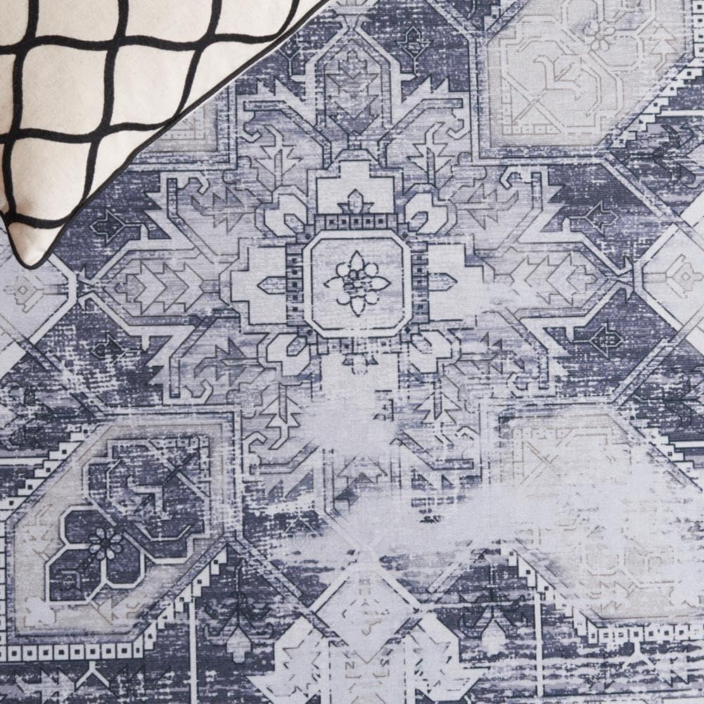 image:imageSAFAVIEH Washable Rug Tucson Collection 6 x 9 Dark Sage amp Ivory Slip Resistant amp Easy to Clean Ideal for Living Room Bedroom Dining Space TSN102FGrey