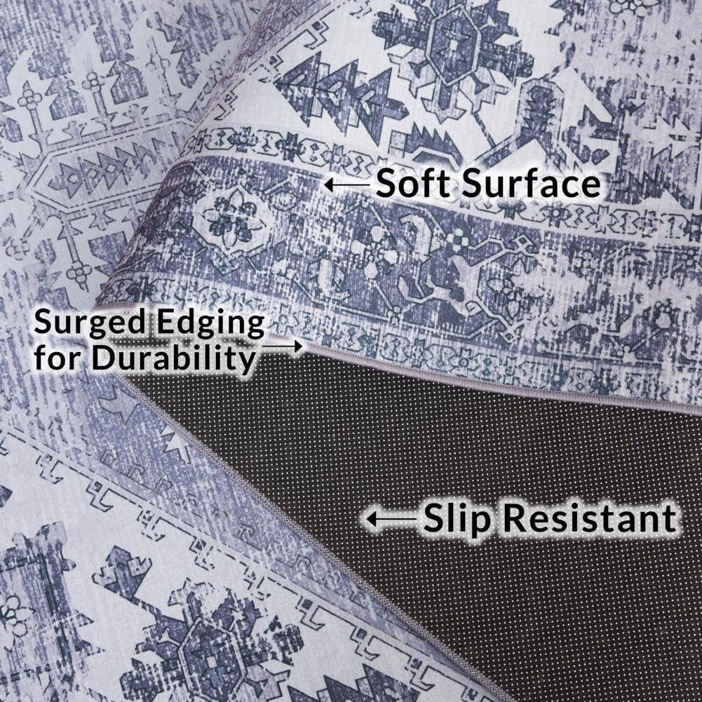 image:imageSAFAVIEH Washable Rug Tucson Collection 6 x 9 Dark Sage amp Ivory Slip Resistant amp Easy to Clean Ideal for Living Room Bedroom Dining Space TSN102FGrey