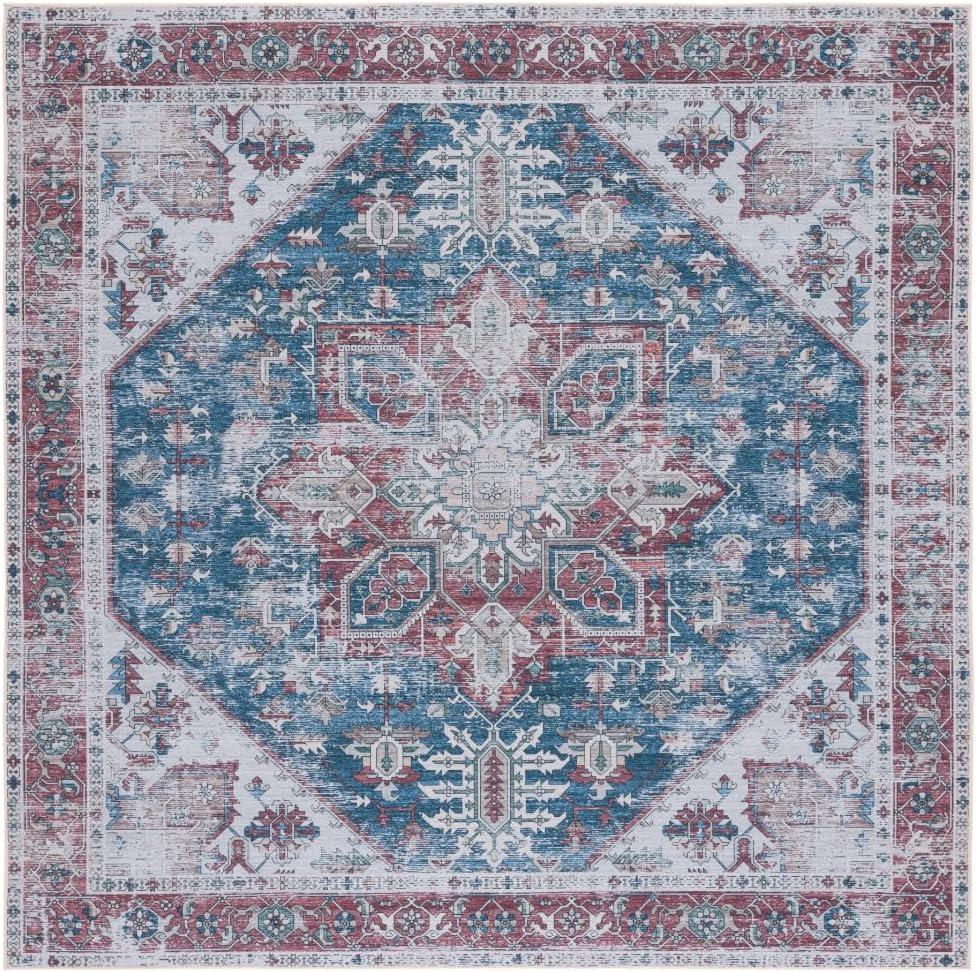 image:imageSAFAVIEH Washable Rug Tucson Collection 6 x 9 Dark Sage amp Ivory Slip Resistant amp Easy to Clean Ideal for Living Room Bedroom Dining Space TSN102FNavyRed