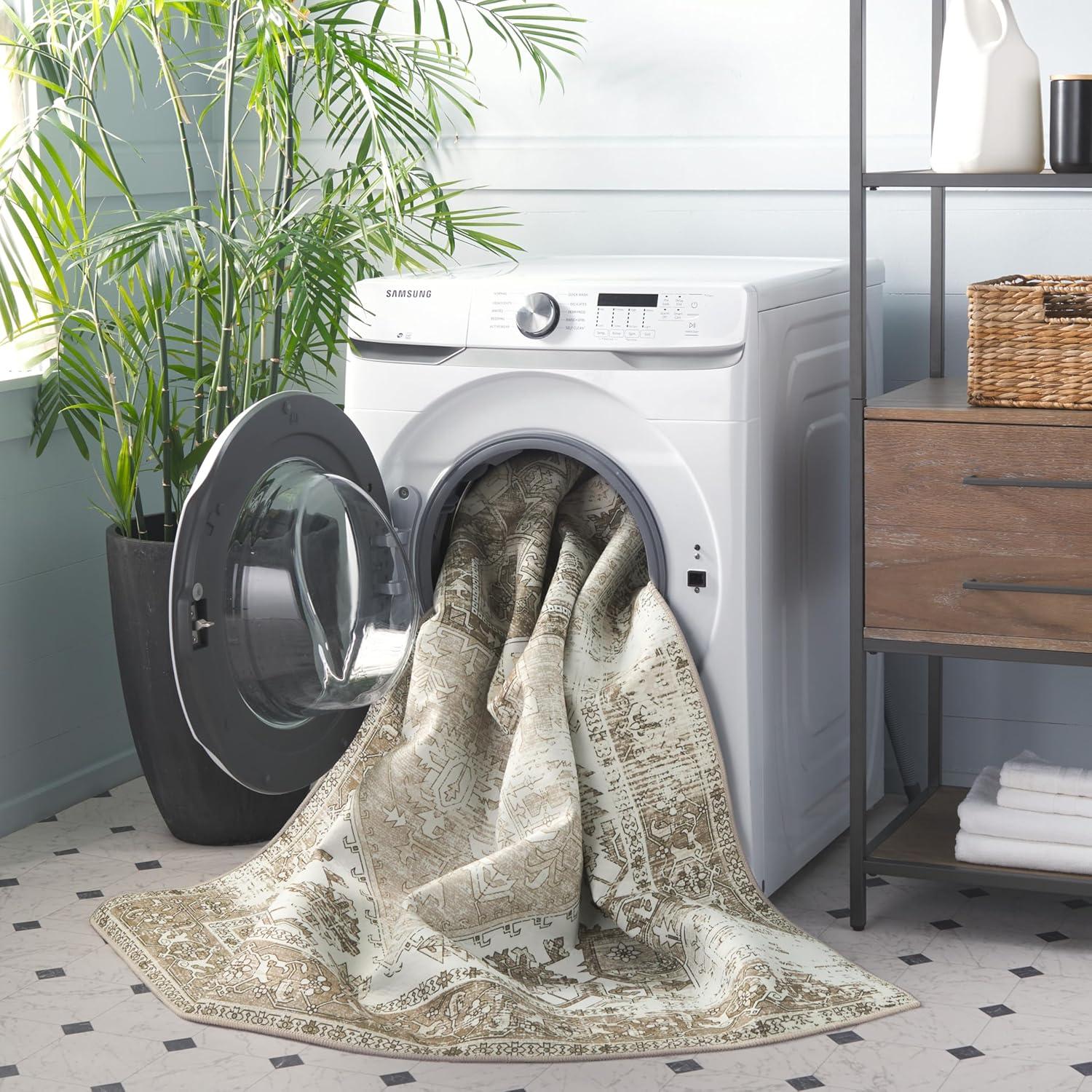 image:imageSAFAVIEH Washable Rug Tucson Collection 6 x 9 Dark Sage amp Ivory Slip Resistant amp Easy to Clean Ideal for Living Room Bedroom Dining Space TSN102FSageIvory