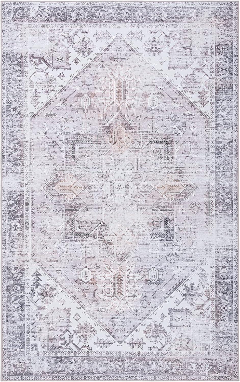 image:imageSAFAVIEH Washable Rug Tucson Collection 6 x 9 Dark Sage amp Ivory Slip Resistant amp Easy to Clean Ideal for Living Room Bedroom Dining Space TSN102FBeigeGrey