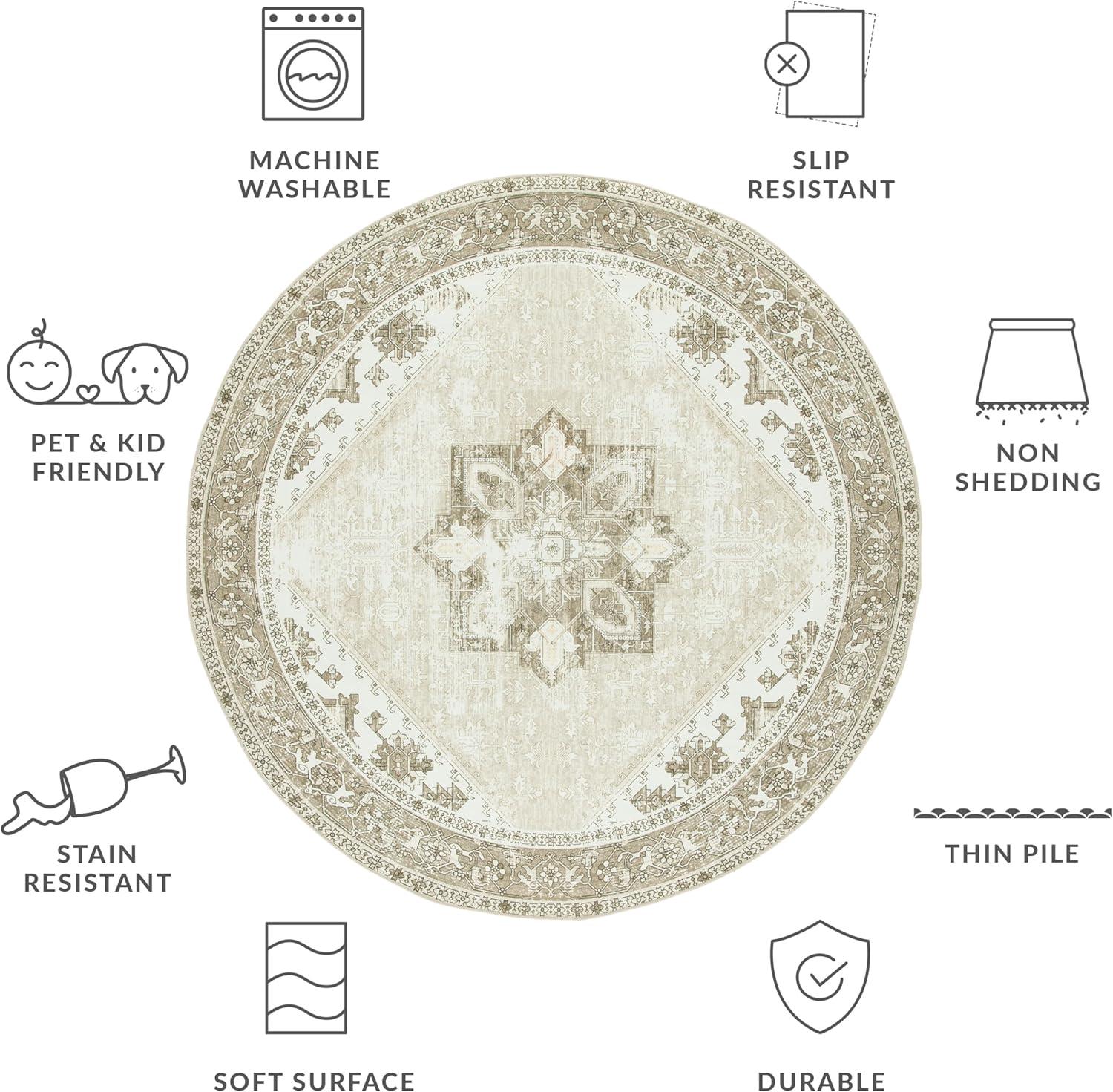 image:imageSAFAVIEH Washable Rug Tucson Collection 6 x 9 Dark Sage amp Ivory Slip Resistant amp Easy to Clean Ideal for Living Room Bedroom Dining Space TSN102FSageIvory